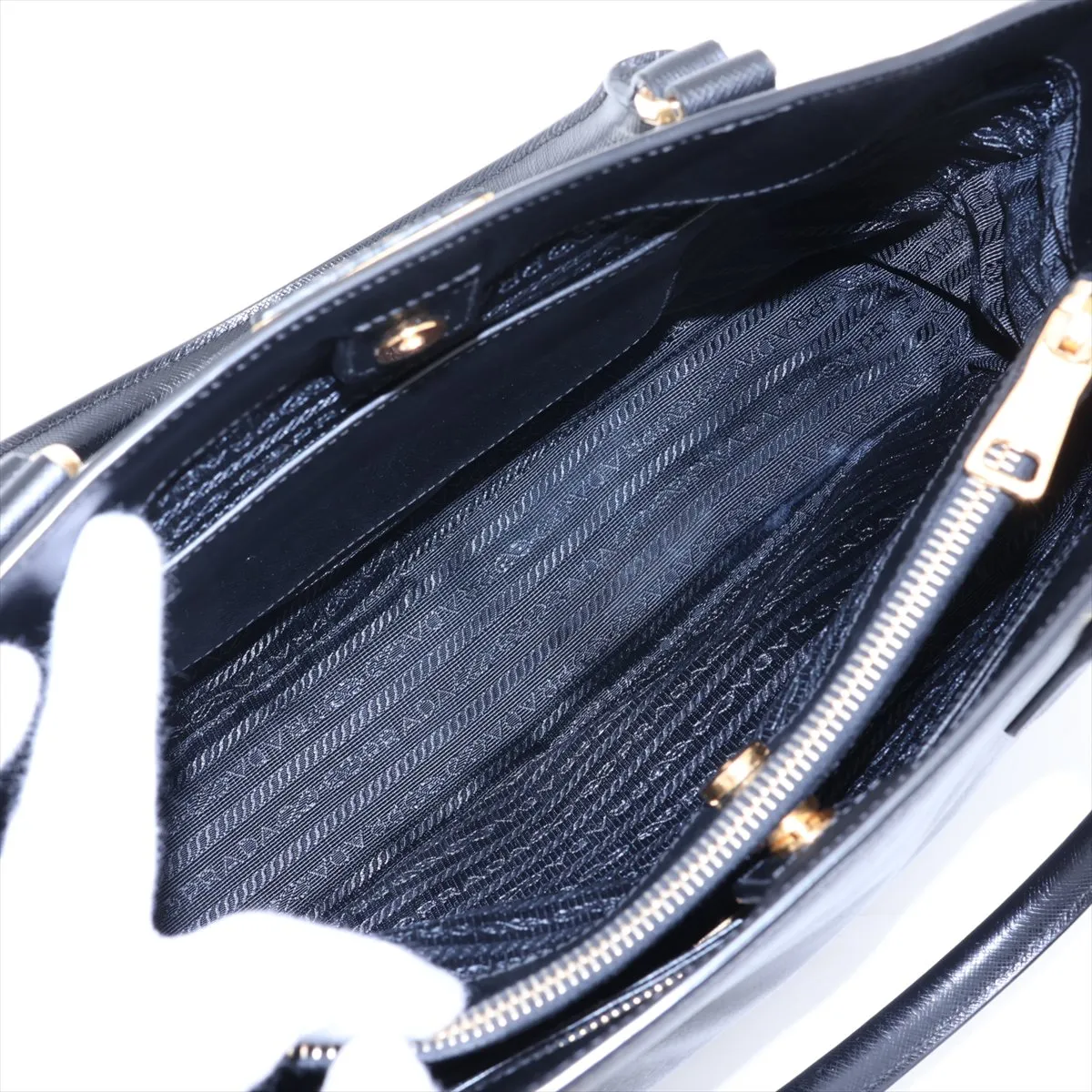 Saffiano Galleria Leather 2-Way Handbag, Black — view 9