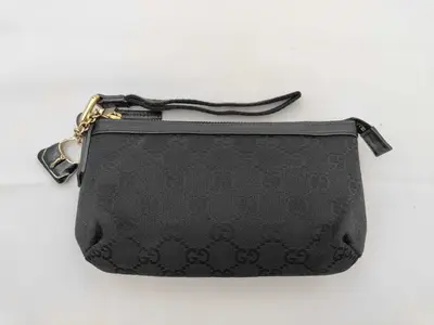 Black Canvas GG Monogram Pouch 152507