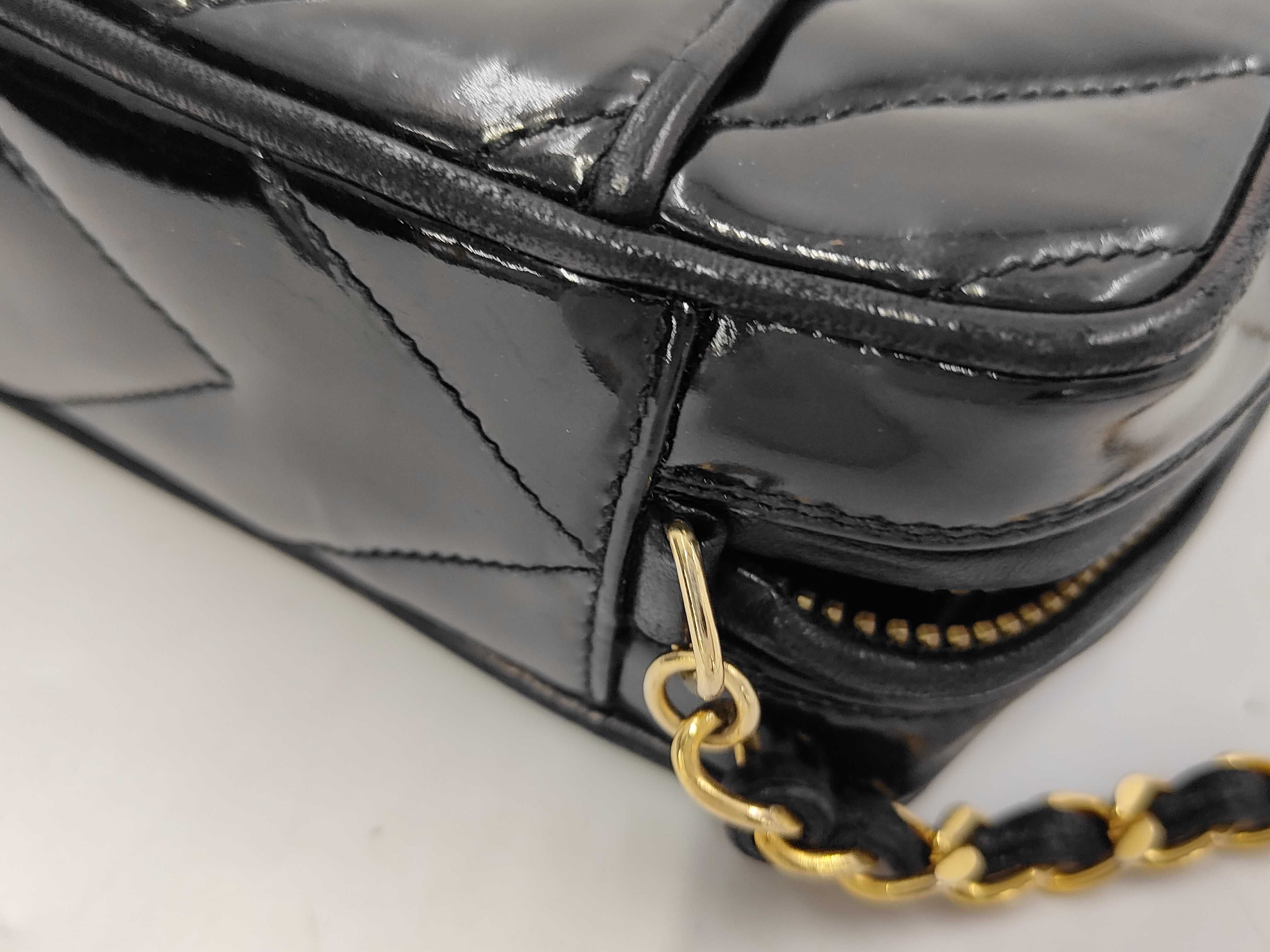 patent leather shoulder bag (black) — view 7