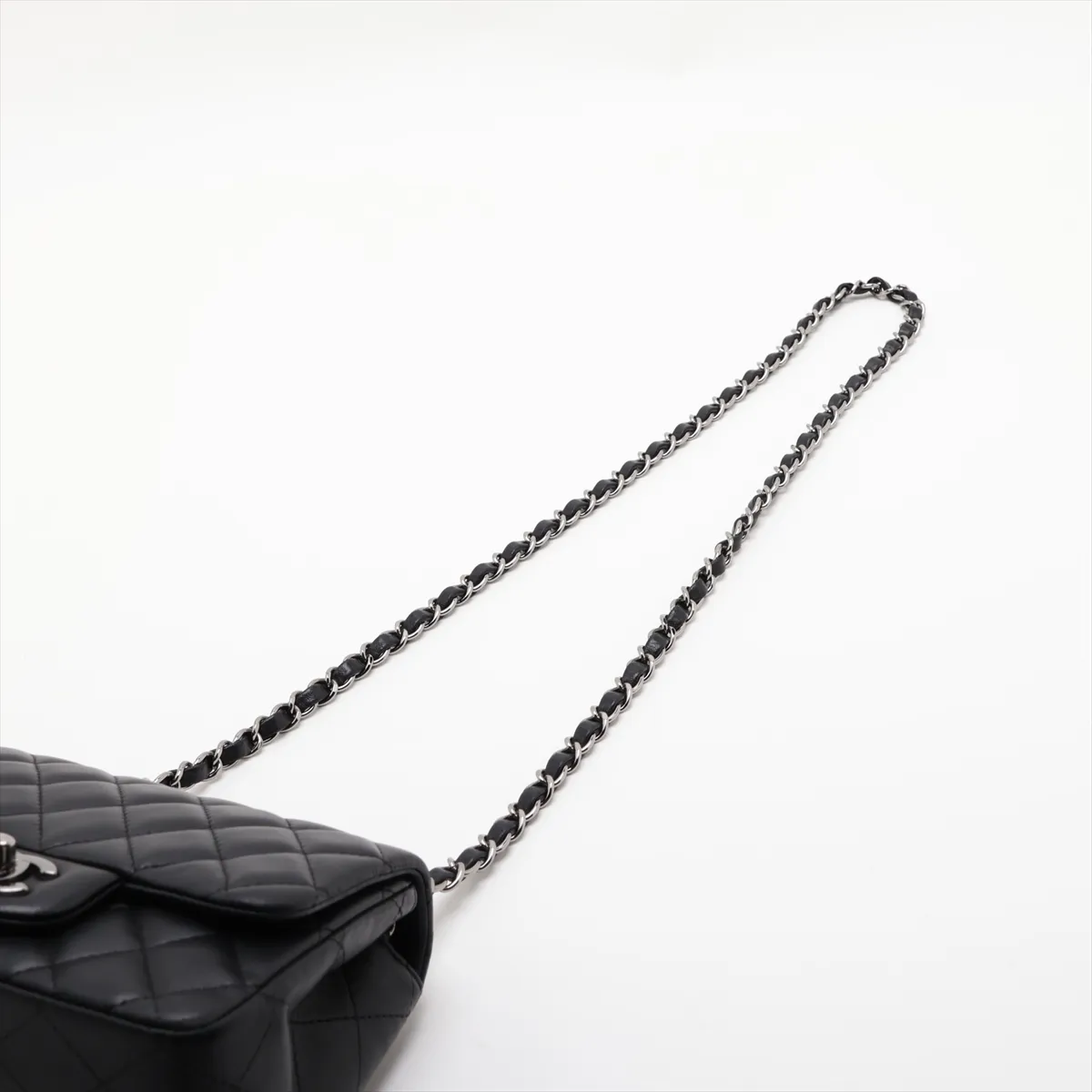 Mini Matelassé 17 Lambskin Single Flap Single Chain Bag, Black with Silver Hardware, 23243691, Serial Number , A35200 — view 5