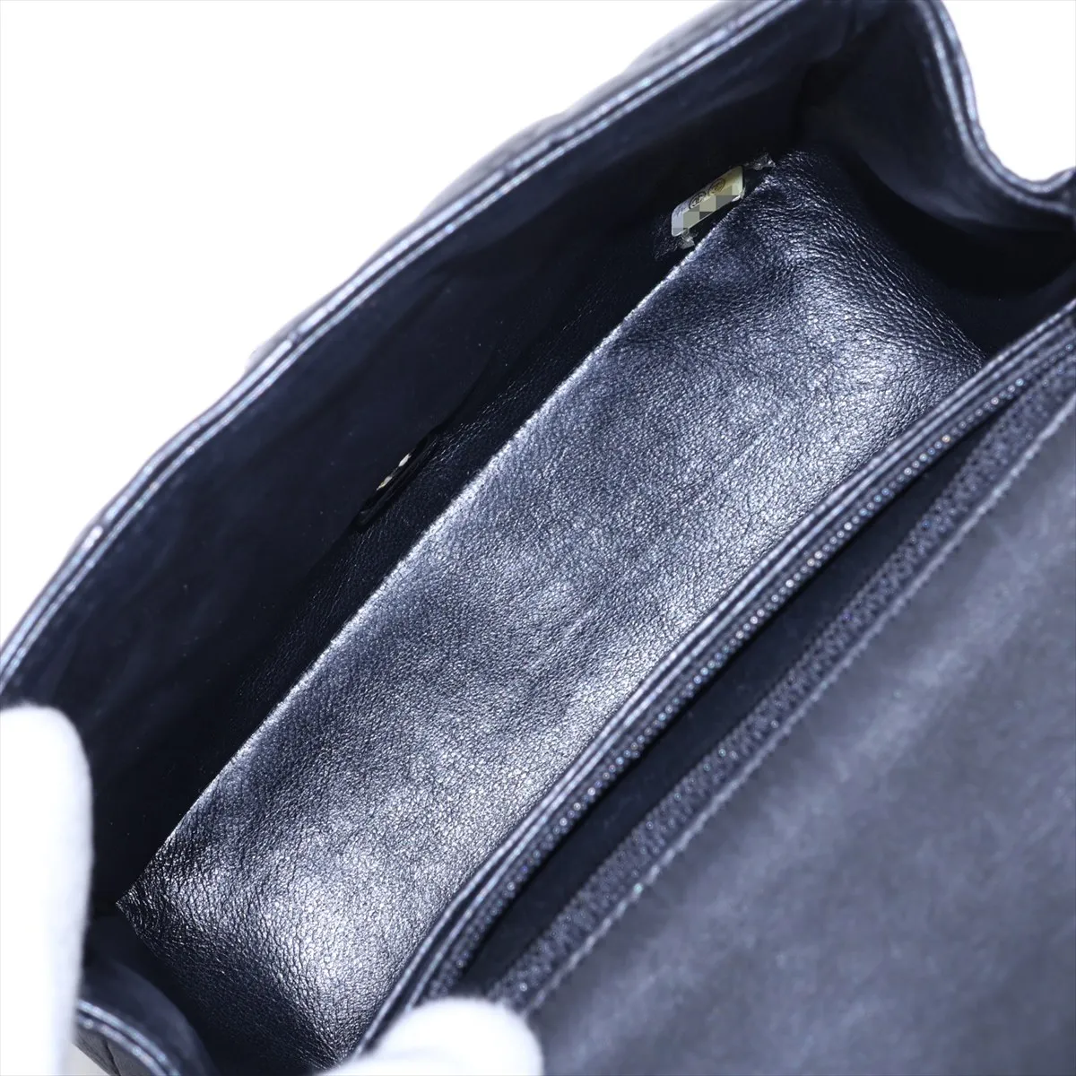 Mini Matelassé 17 Lambskin Single Flap Single Chain Bag, Black with Silver Hardware, 23243691, Serial Number , A35200 — view 6