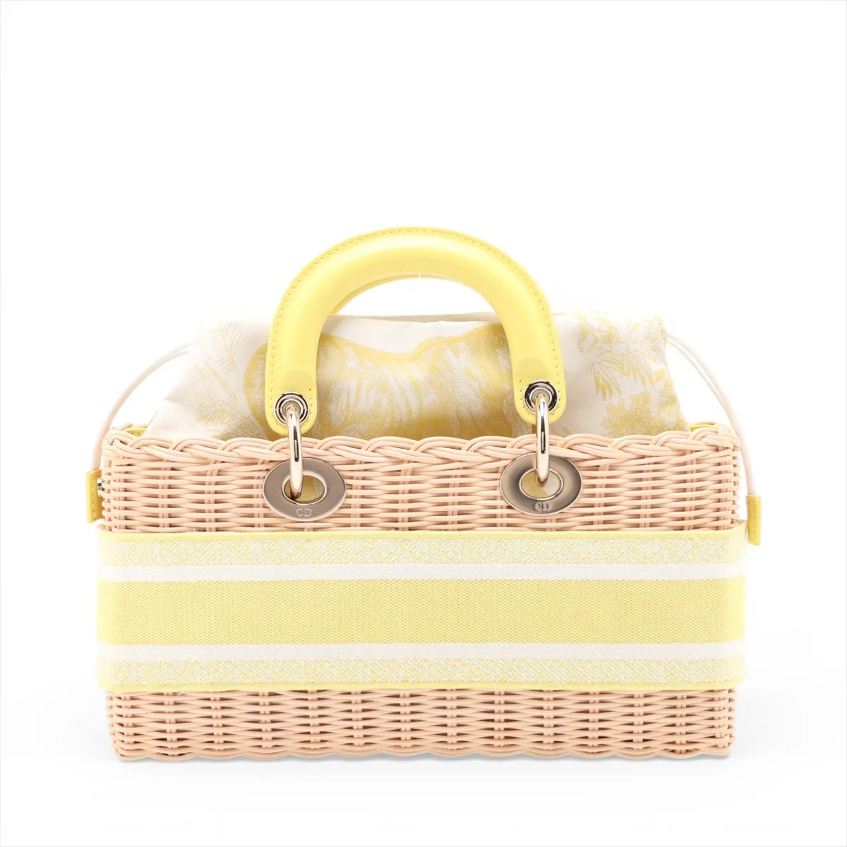 Lady Dior Wicker Rattan x Leather 2-Way Handbag Beige x Yellow Lucky Star — view 2