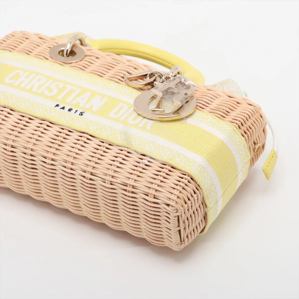 Lady Dior Wicker Rattan x Leather 2-Way Handbag Beige x Yellow Lucky Star — view 3