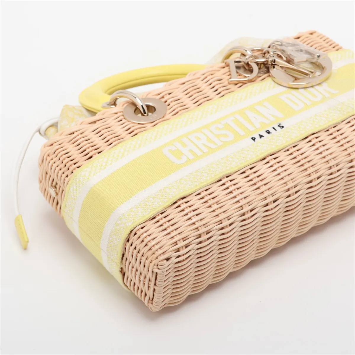 Lady Dior Wicker Rattan x Leather 2-Way Handbag Beige x Yellow Lucky Star — view 4