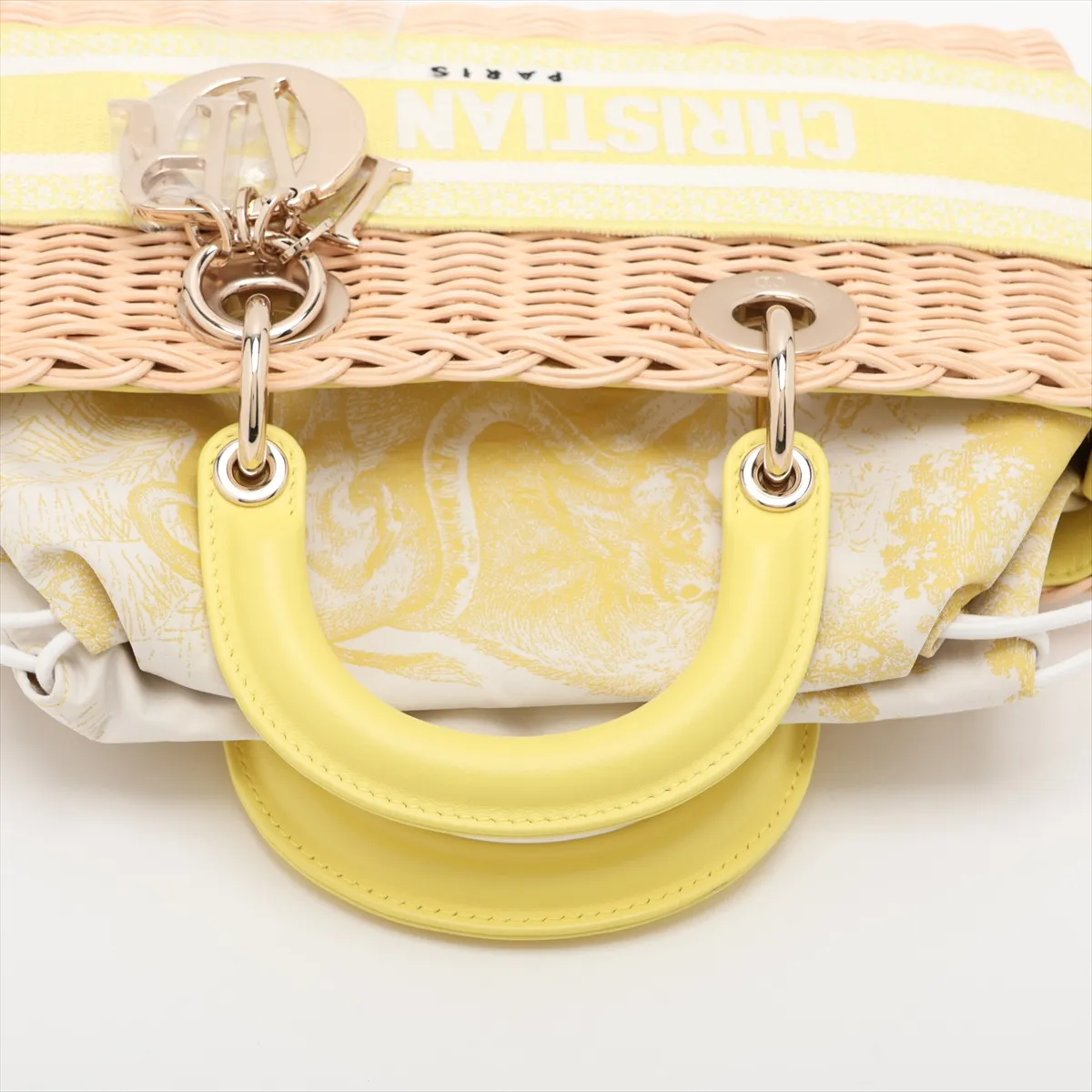 Lady Dior Wicker Rattan x Leather 2-Way Handbag Beige x Yellow Lucky Star — view 5