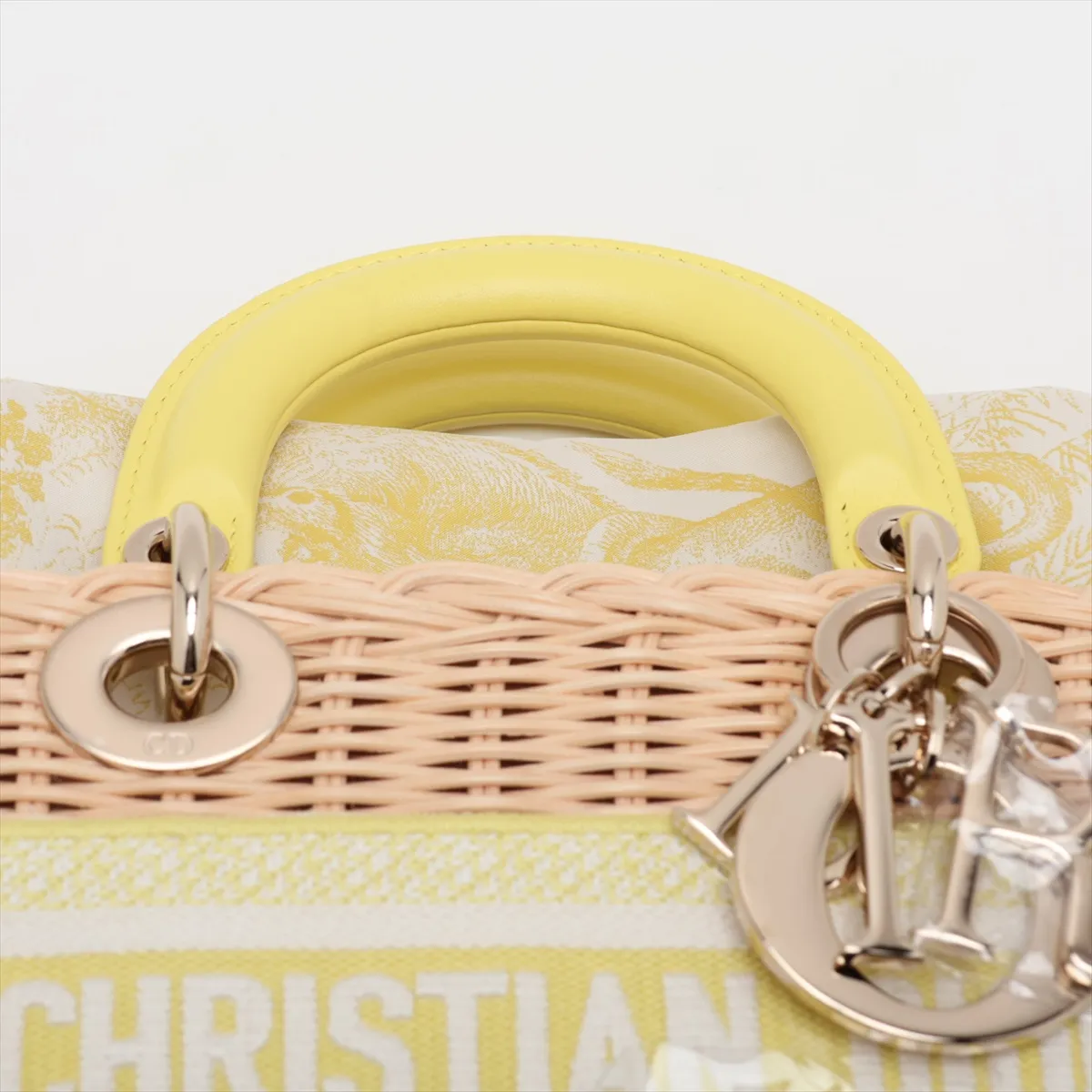 Lady Dior Wicker Rattan x Leather 2-Way Handbag Beige x Yellow Lucky Star — view 6