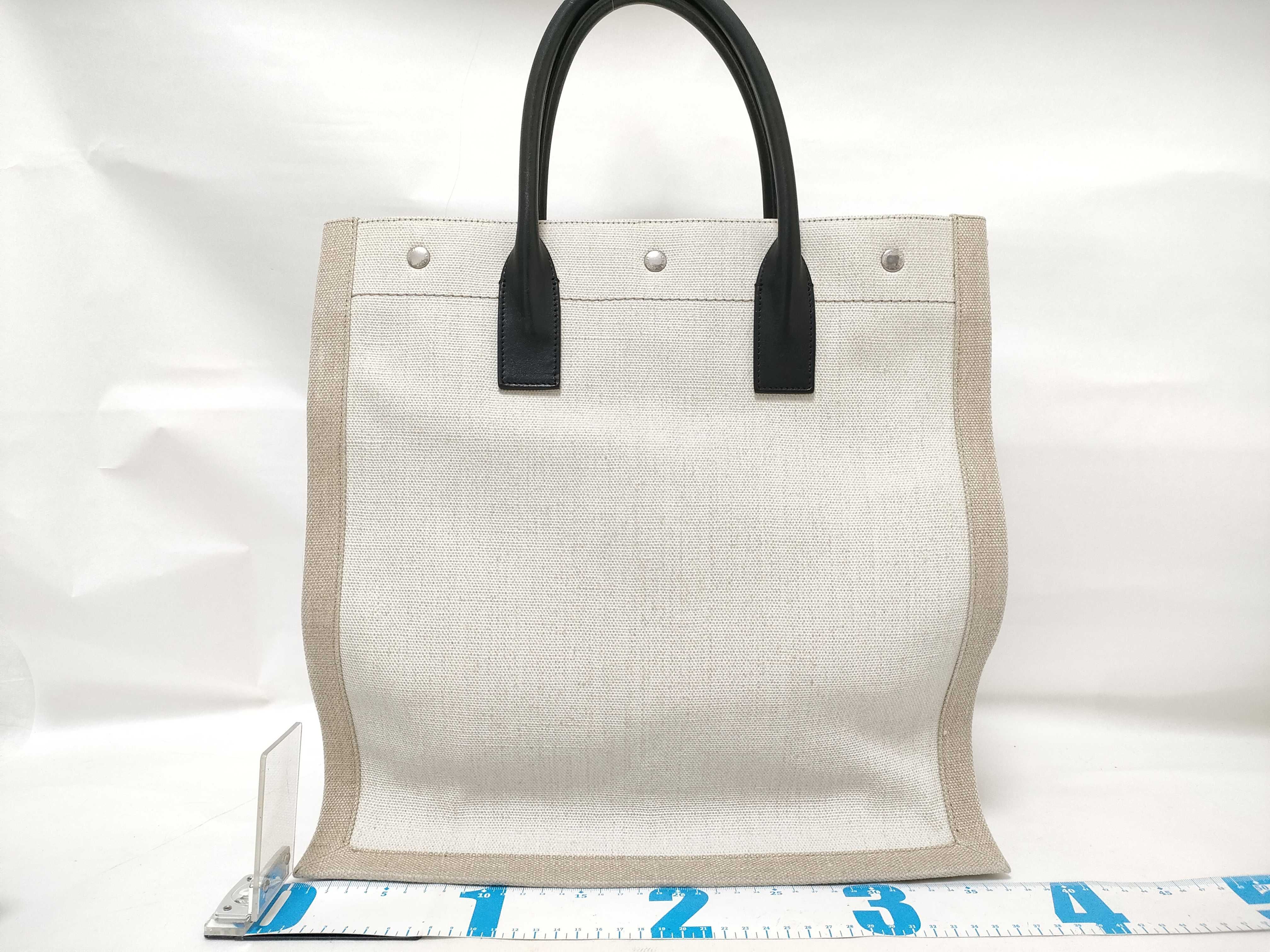 Rive Gauche Canvas x Leather Tote Bag Beige x Black 631682 Tote Bag — view 2