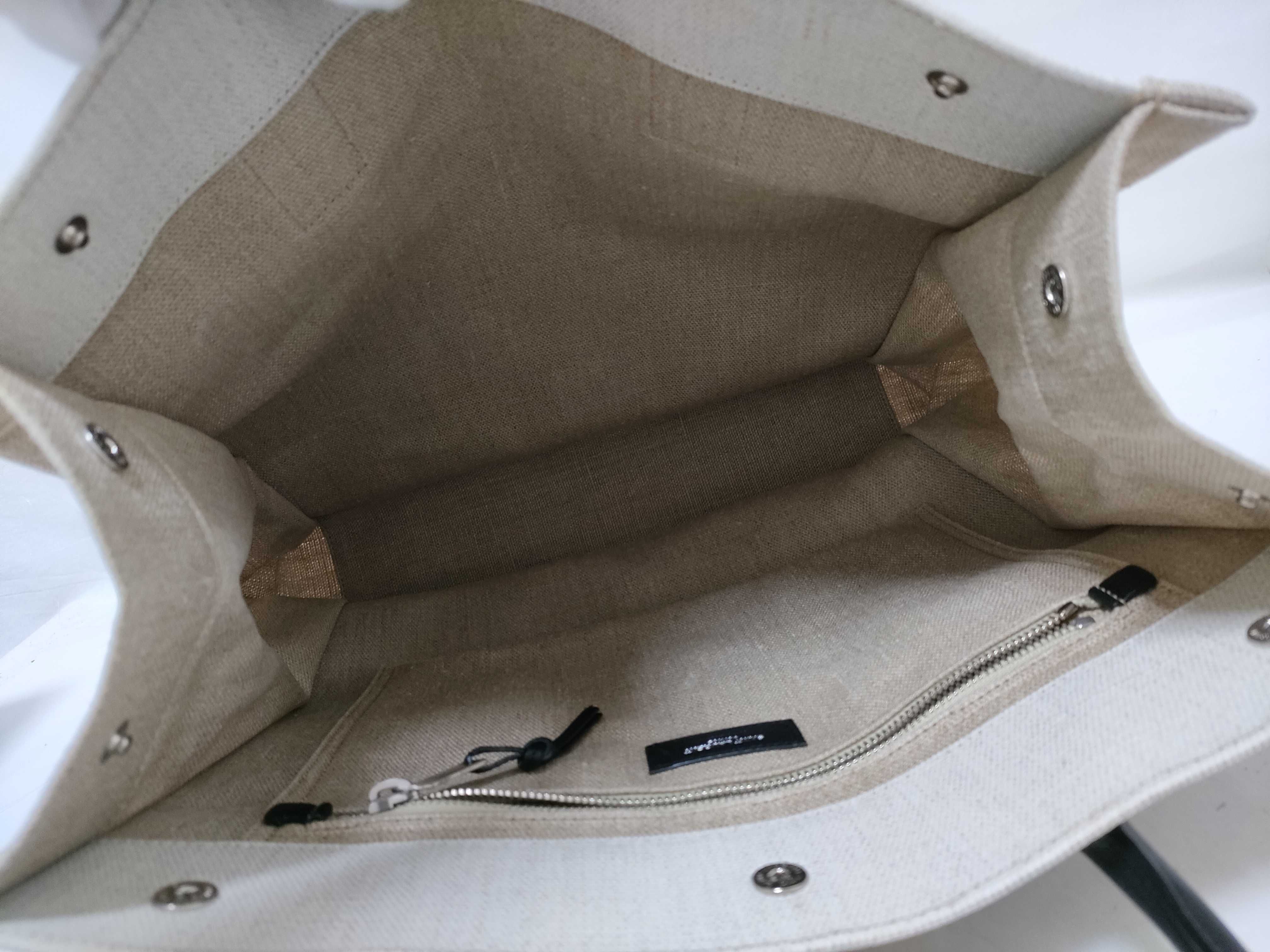 Rive Gauche Canvas x Leather Tote Bag Beige x Black 631682 Tote Bag — view 9