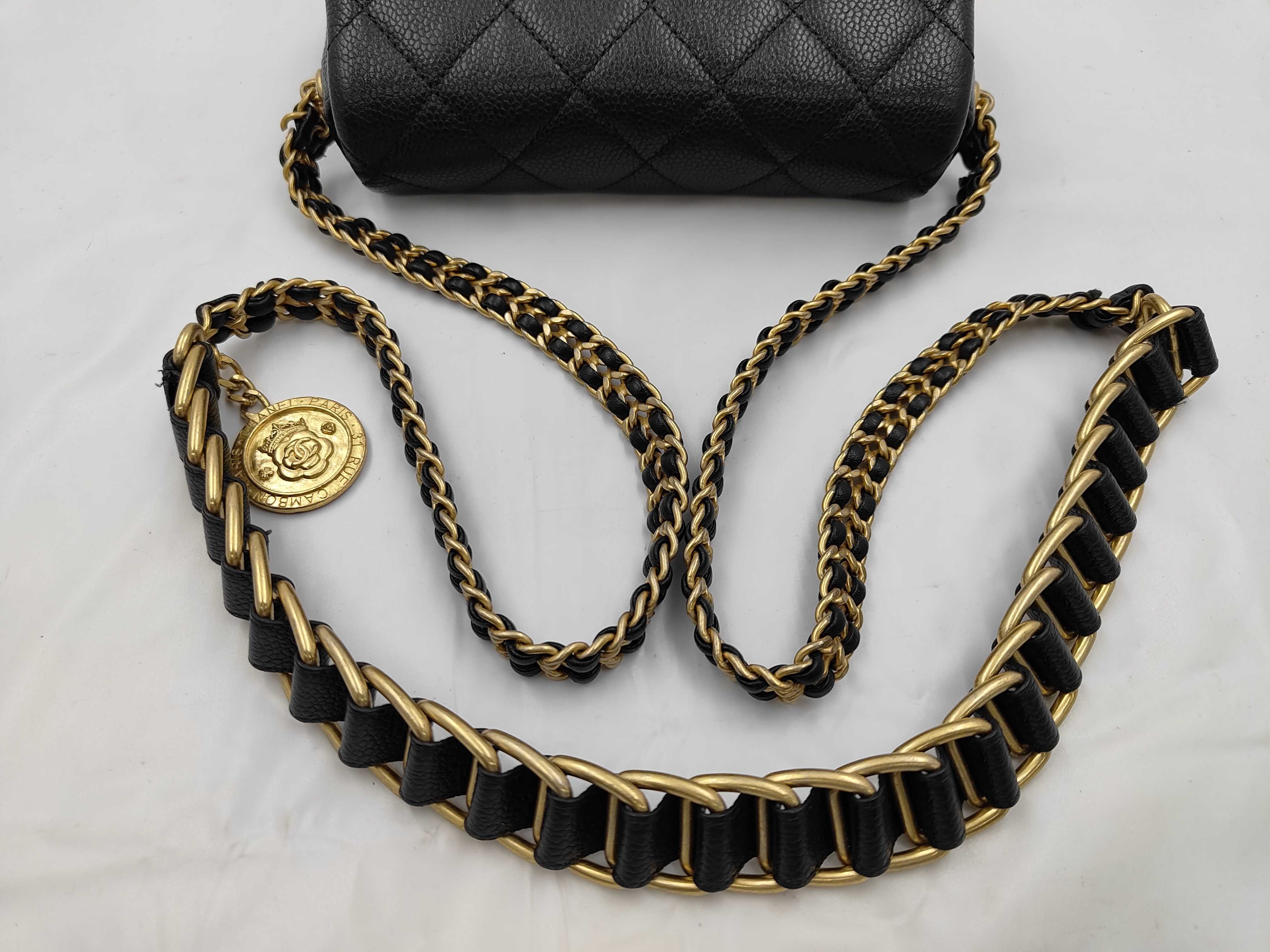 Matelassé Caviar Skin Camellia Chain Shoulder Bag — view 3