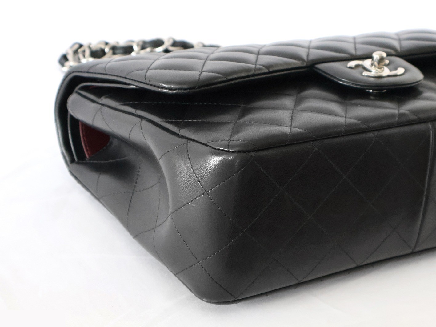Large Matelassé 30 Lambskin Double Flap Double Chain Shoulder Bag, Black — view 3