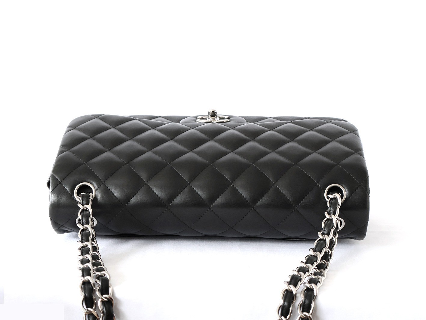 Large Matelassé 30 Lambskin Double Flap Double Chain Shoulder Bag, Black — view 5