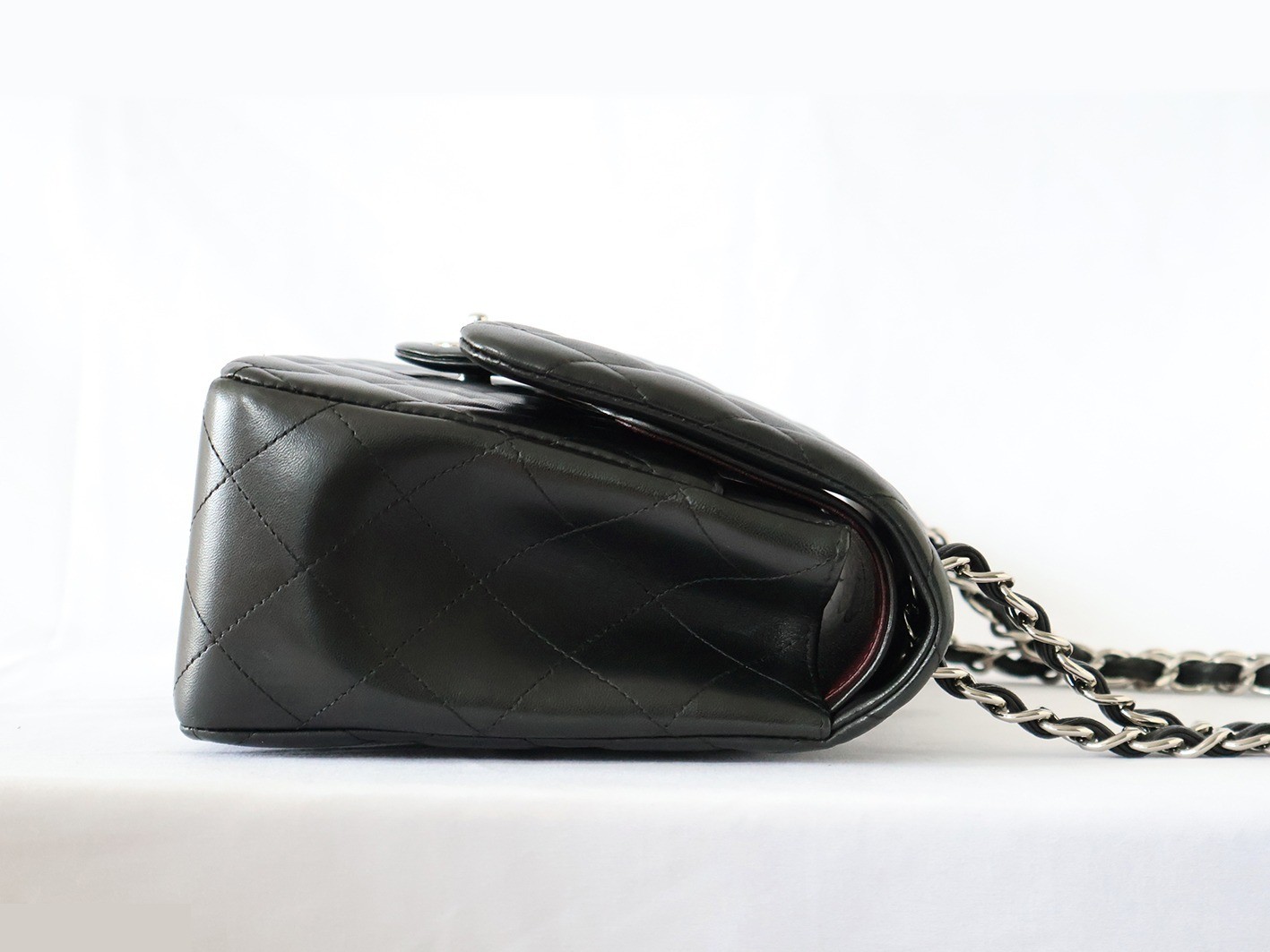 Large Matelassé 30 Lambskin Double Flap Double Chain Shoulder Bag, Black — view 7