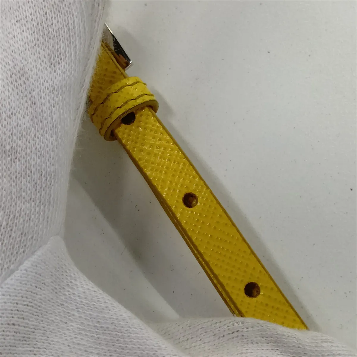 Saffiano Triangle Leather Shoulder Bag, Yellow — view 12