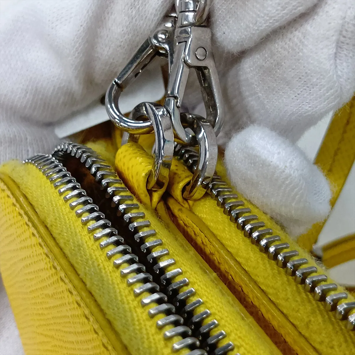 Saffiano Triangle Leather Shoulder Bag, Yellow — view 13