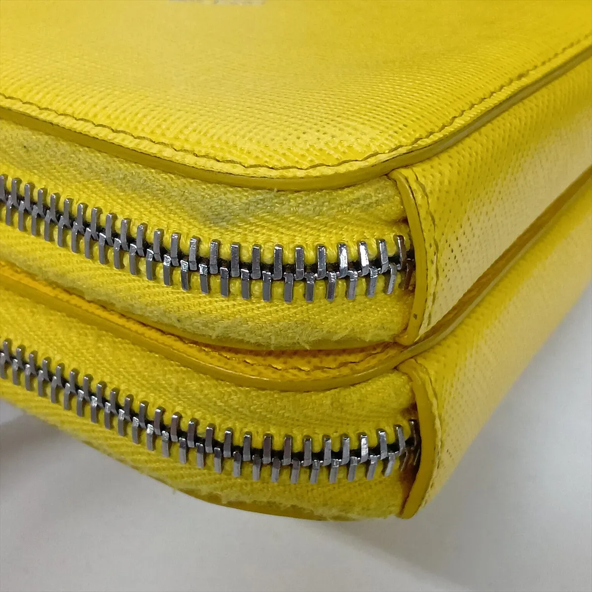 Saffiano Triangle Leather Shoulder Bag, Yellow — view 14
