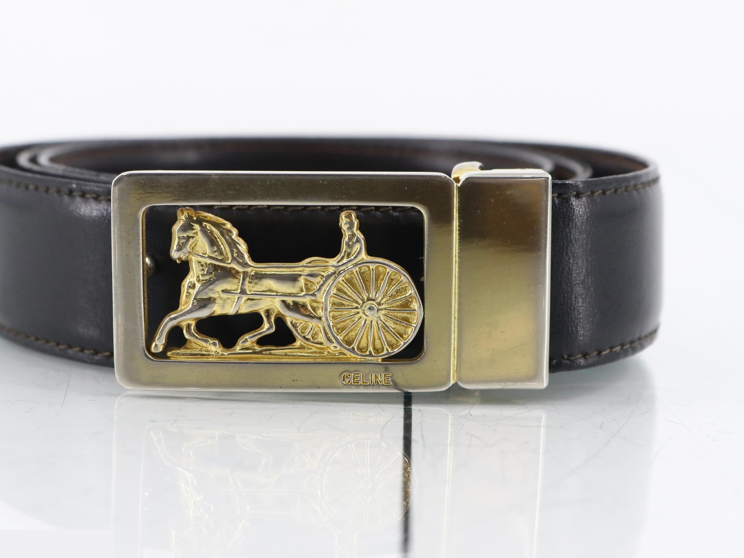 Leather carriage buckle belt — view 3