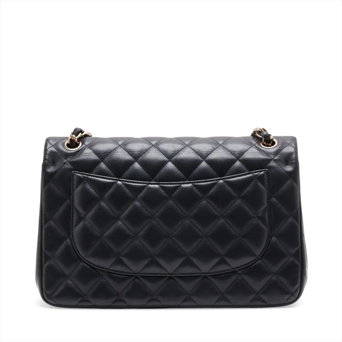 Large Matelassé 30 Lambskin Double Flap Double Chain Bag, Black with Gold Hardware, 16579385, Serial Number 16-series, A58600 — view 2