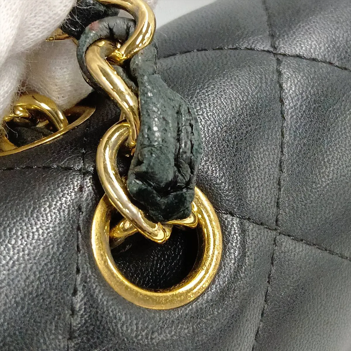 Large Matelassé 30 Lambskin Double Flap Double Chain Bag, Black with Gold Hardware, 16579385, Serial Number 16-series, A58600 — view 13