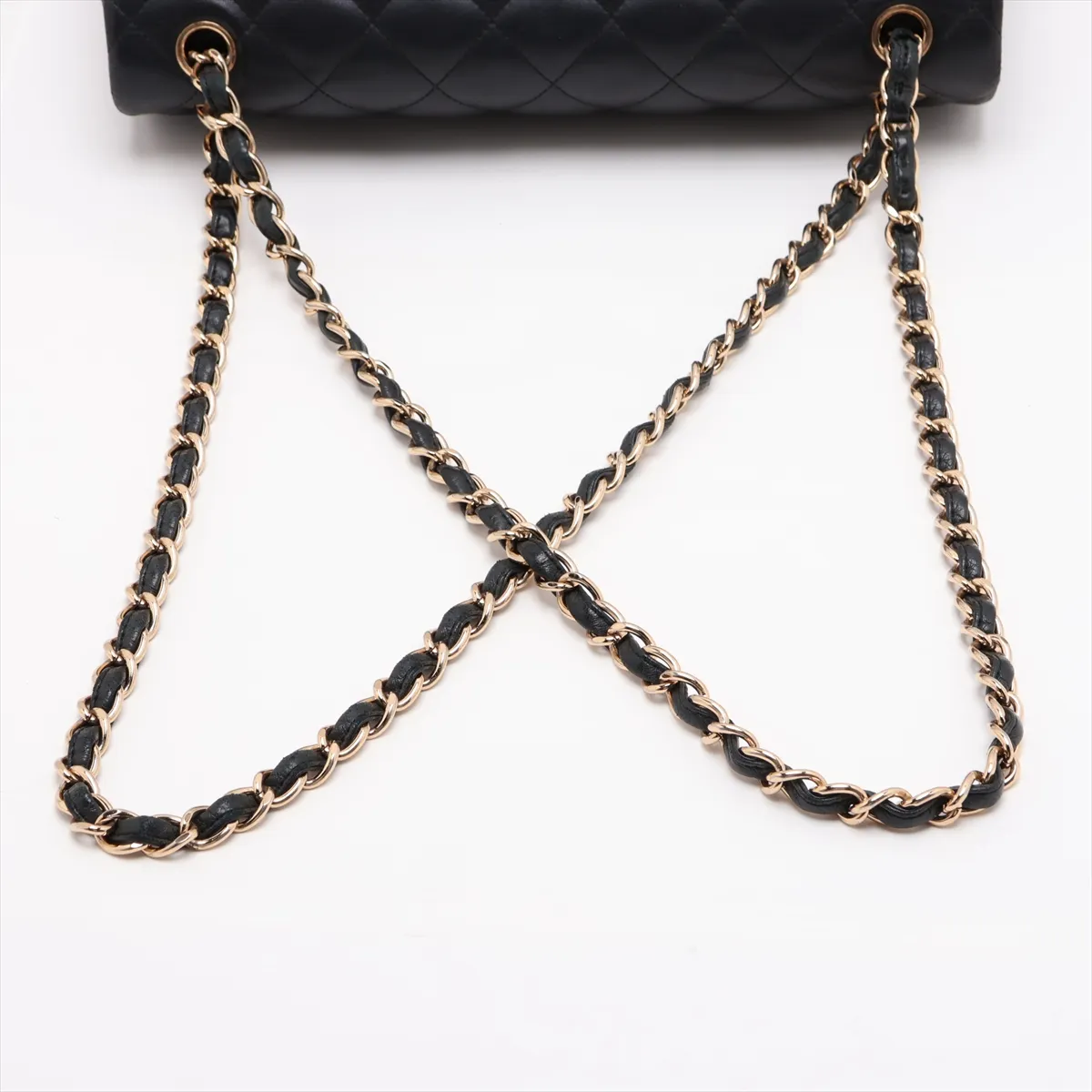 Large Matelassé 30 Lambskin Double Flap Double Chain Bag, Black with Gold Hardware, 16579385, Serial Number 16-series, A58600 — view 5