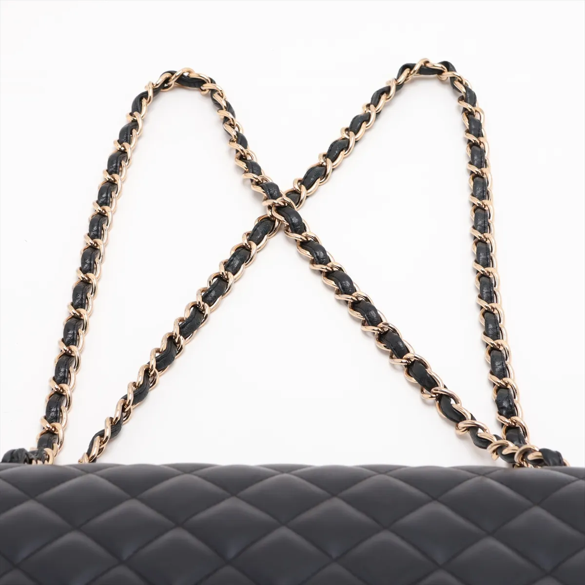 Large Matelassé 30 Lambskin Double Flap Double Chain Bag, Black with Gold Hardware, 16579385, Serial Number 16-series, A58600 — view 6