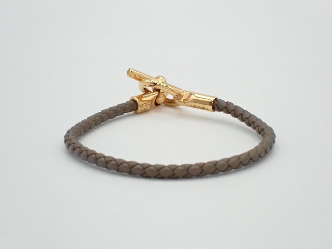 Glenan Leather Bracelet, Etoupe x GP, Wrist size approximately 17cm — view 2