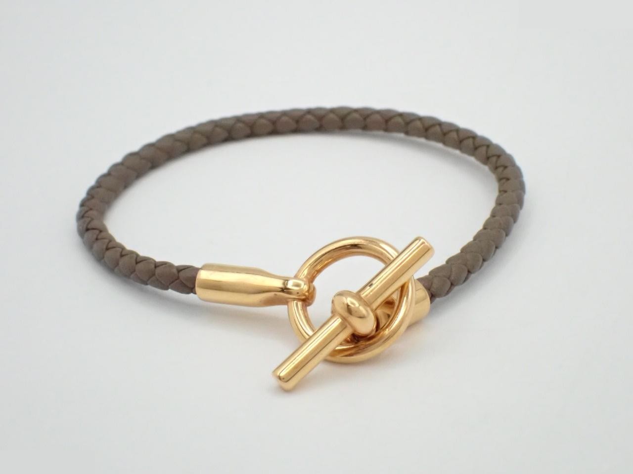 Glenan Leather Bracelet, Etoupe x GP, Wrist size approximately 17cm — view 3