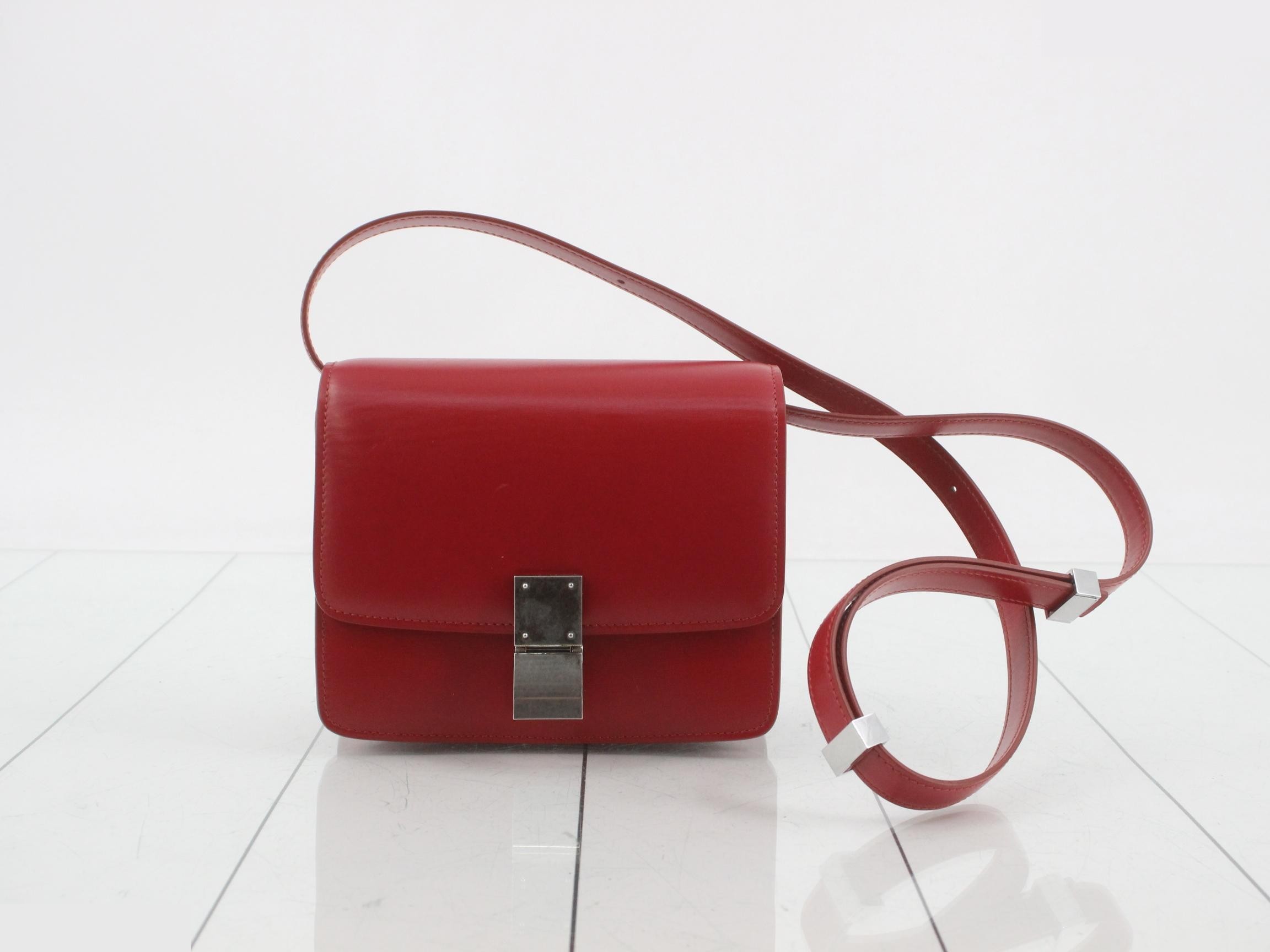 Classic Box Leather Shoulder Bag, Red