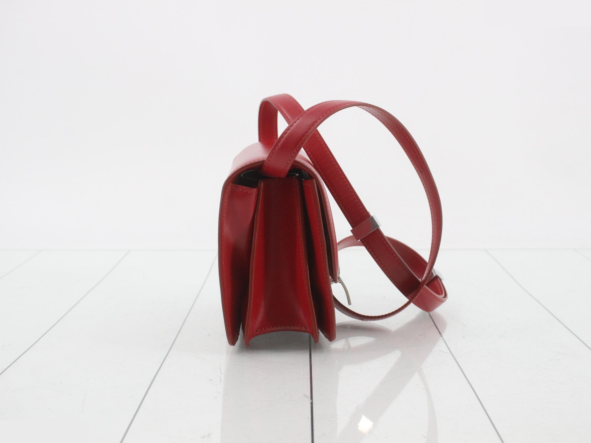 Classic Box Leather Shoulder Bag, Red — view 4