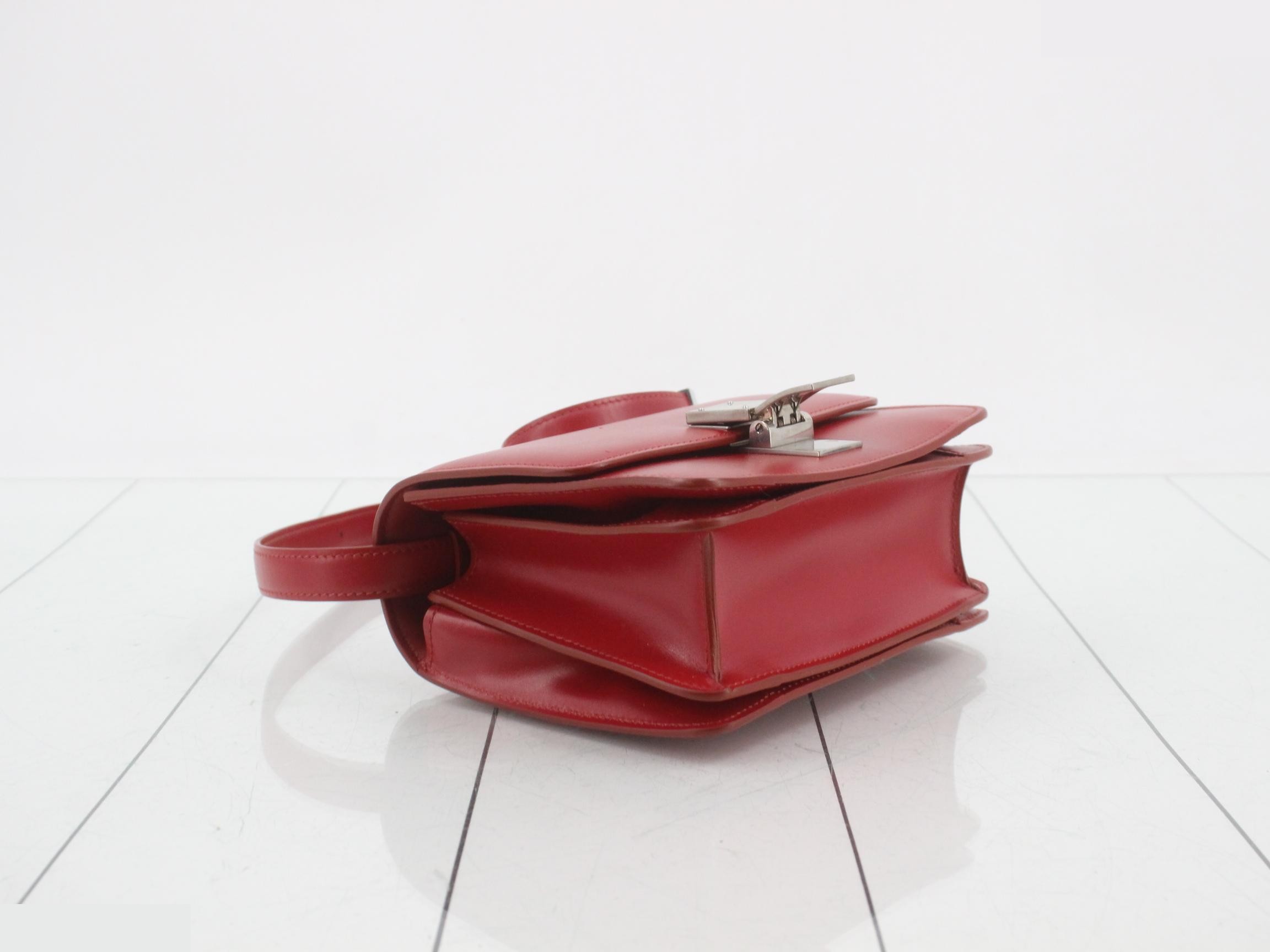 Classic Box Leather Shoulder Bag, Red — view 5