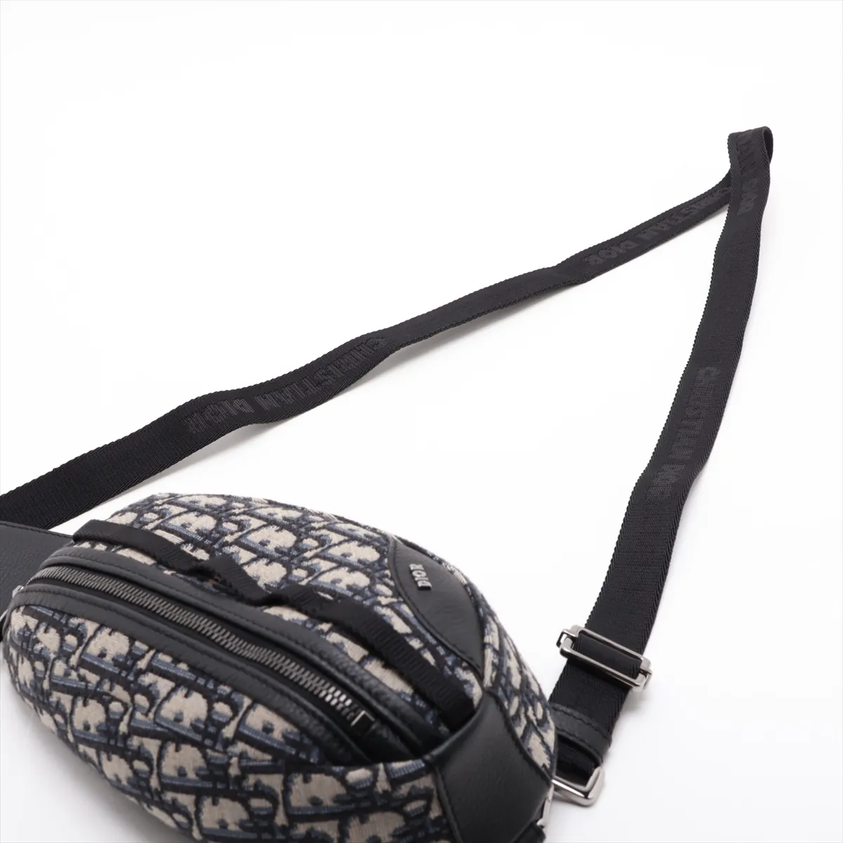Oblique Scarab Canvas x Leather Body Bag, Navy x Black — view 5