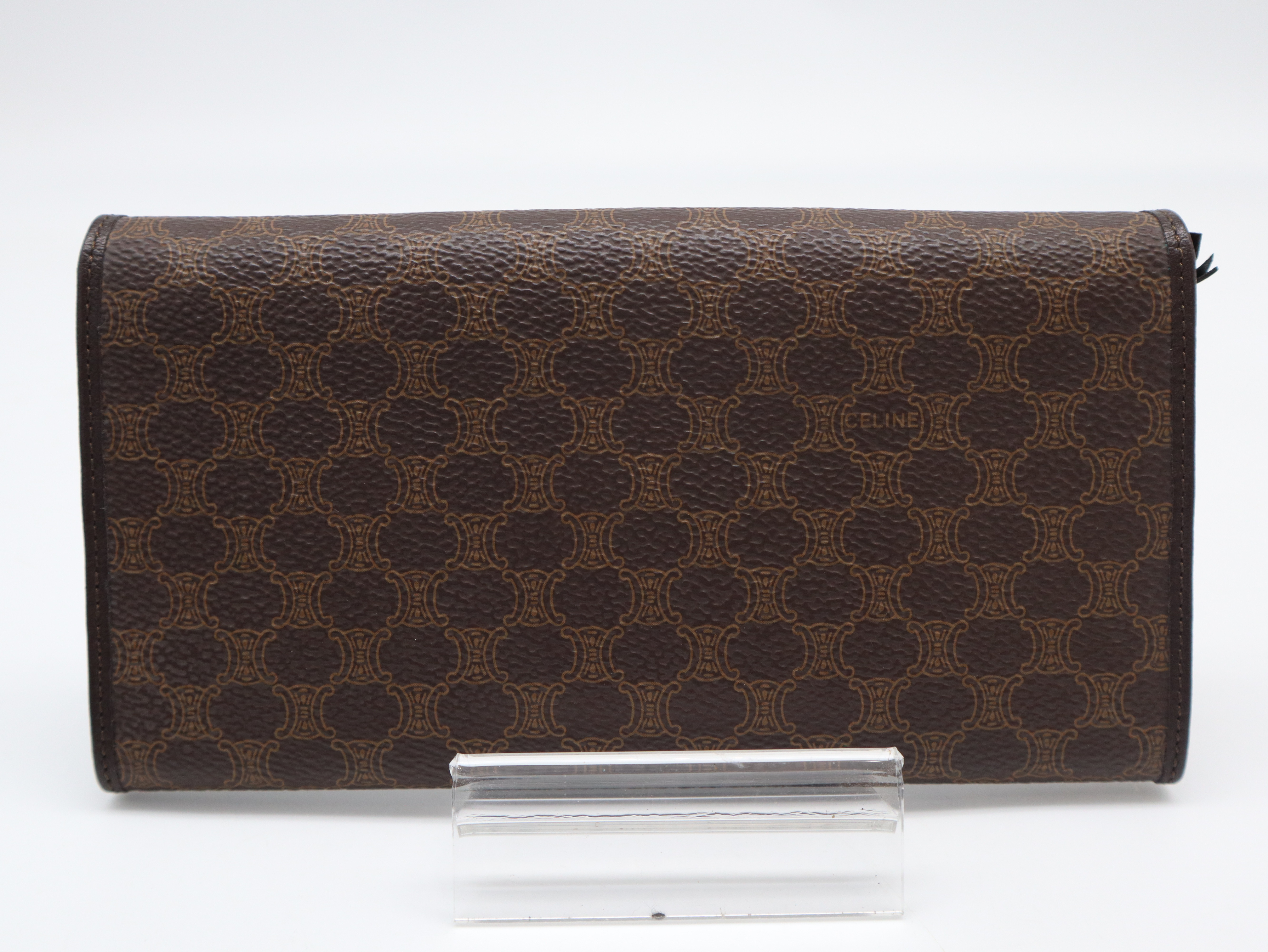 Honeycomb Long Wallet, Leather, Brown, with Dust Bag — view 2