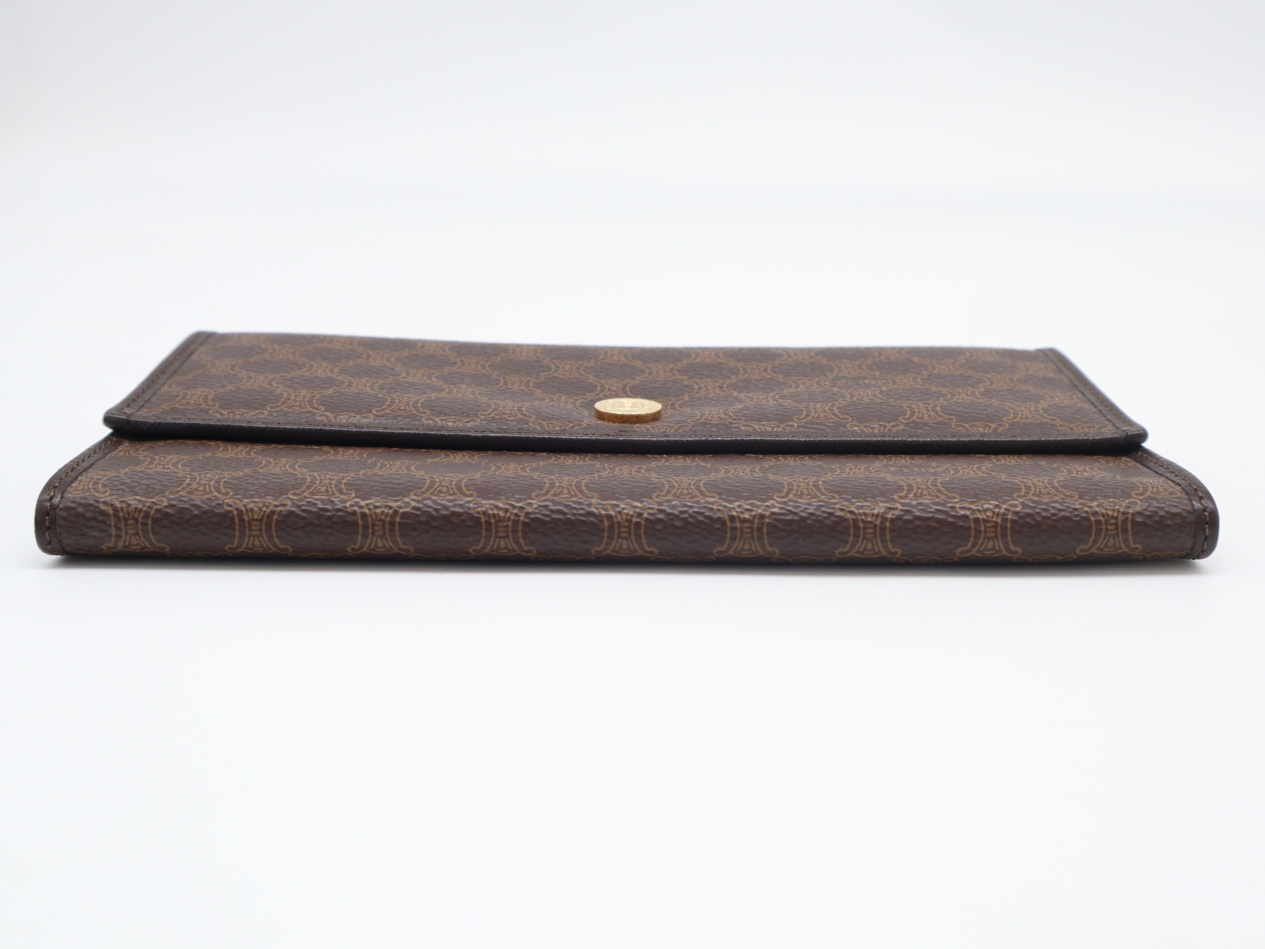 Honeycomb Long Wallet, Leather, Brown, with Dust Bag — view 3