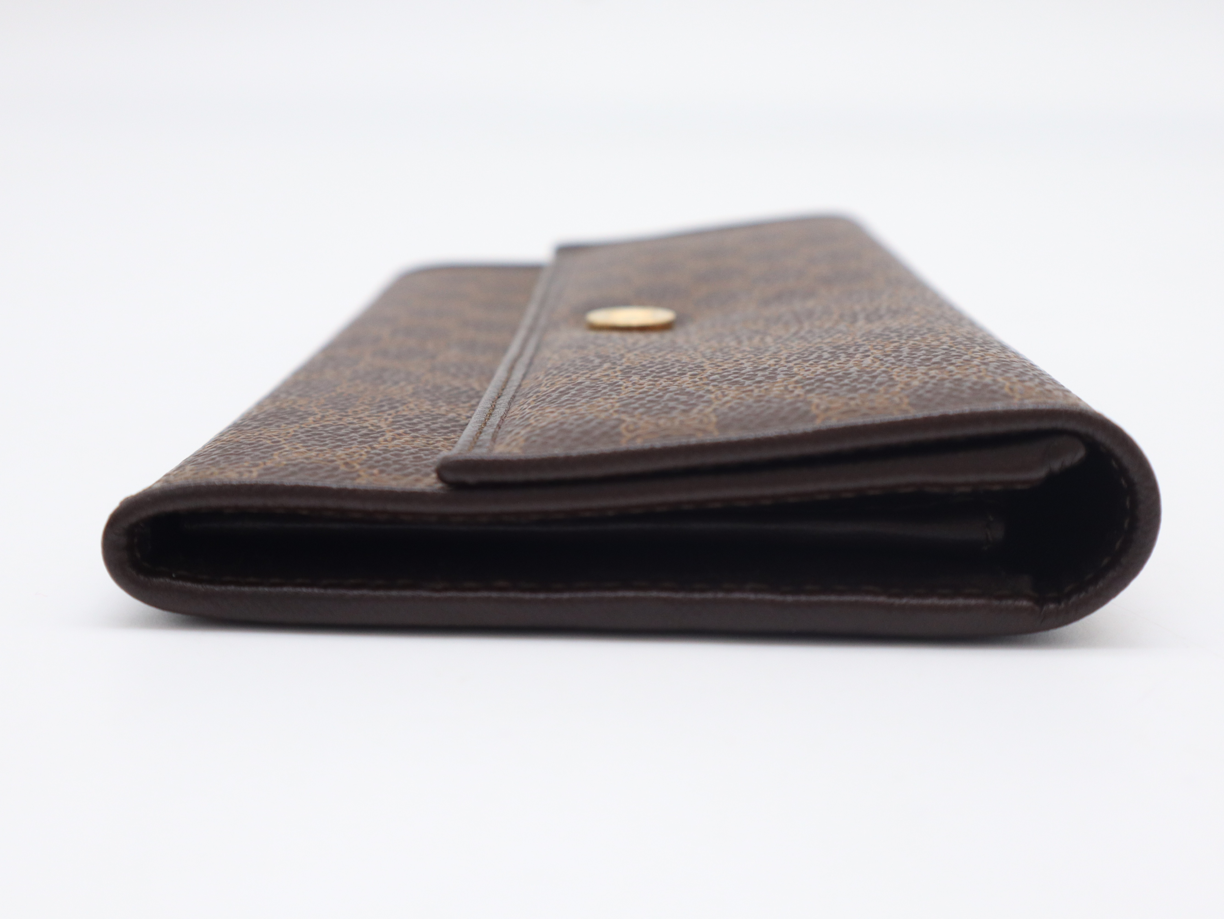 Honeycomb Long Wallet, Leather, Brown, with Dust Bag — view 6