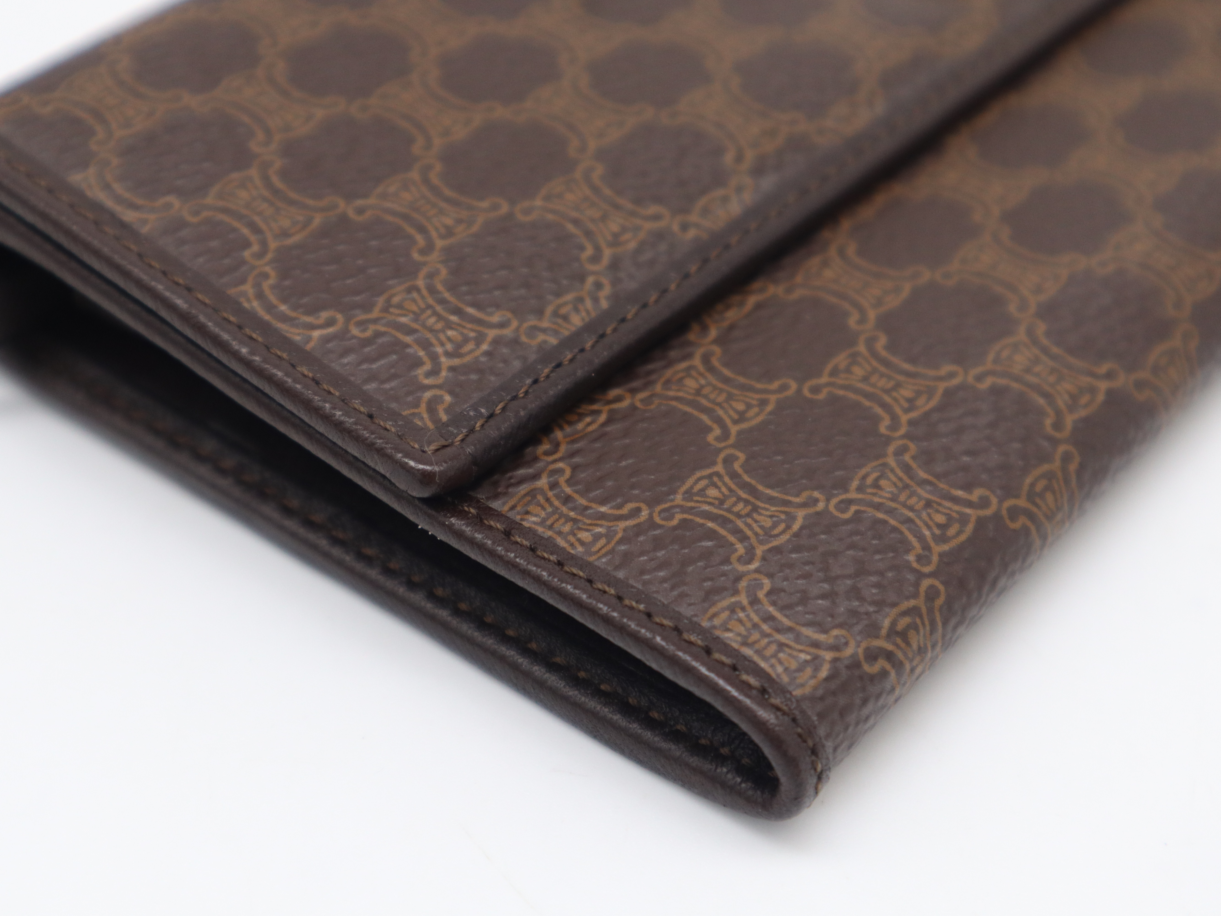 Honeycomb Long Wallet, Leather, Brown, with Dust Bag — view 7