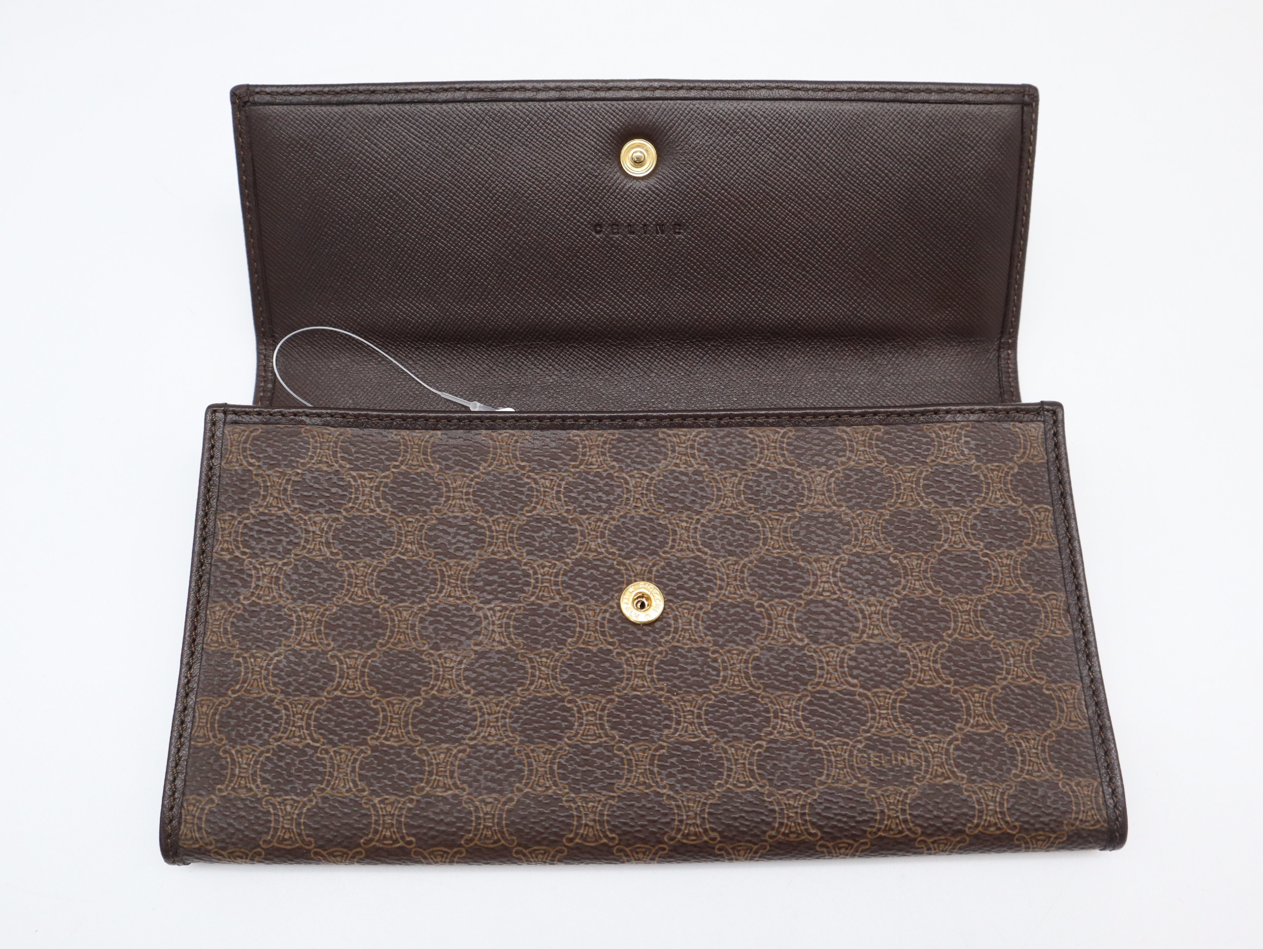 Honeycomb Long Wallet, Leather, Brown, with Dust Bag — view 8