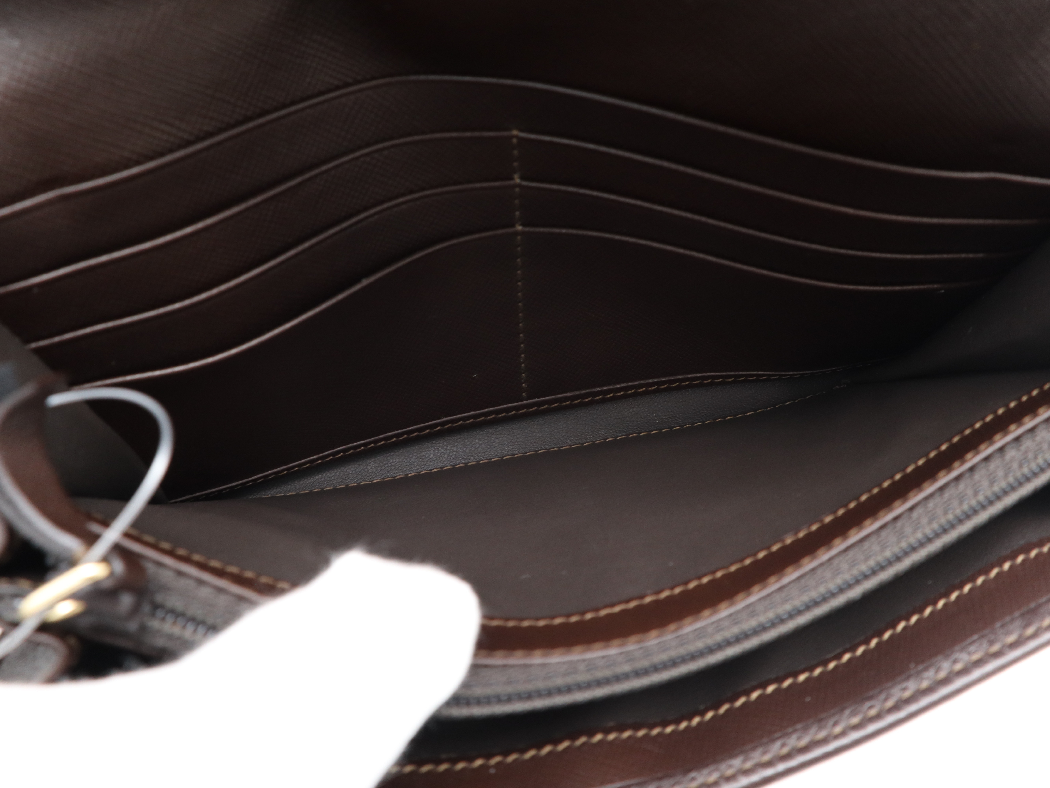 Honeycomb Long Wallet, Leather, Brown, with Dust Bag — view 10