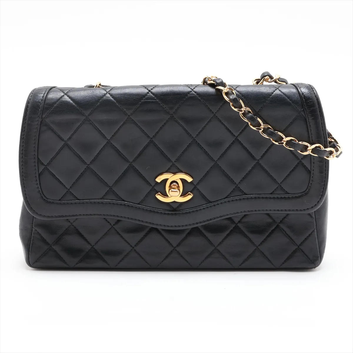 Matelassé Lambskin Single Flap Single Chain Bag, Black with Gold Hardware, Item No. 1516162 (Serial Number 1)