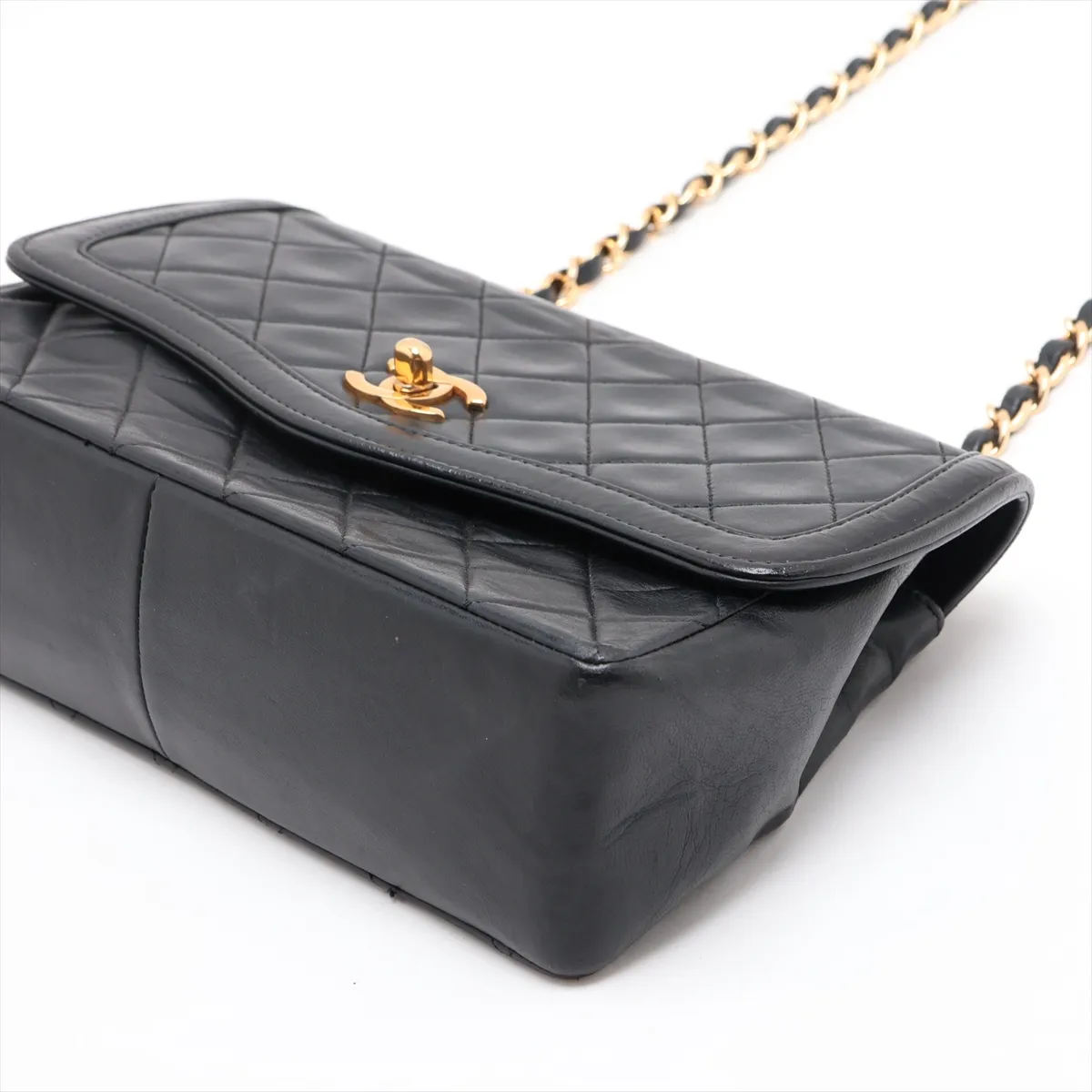 Matelassé Lambskin Single Flap Single Chain Bag, Black with Gold Hardware, Item No. 1516162 (Serial Number 1) — view 3