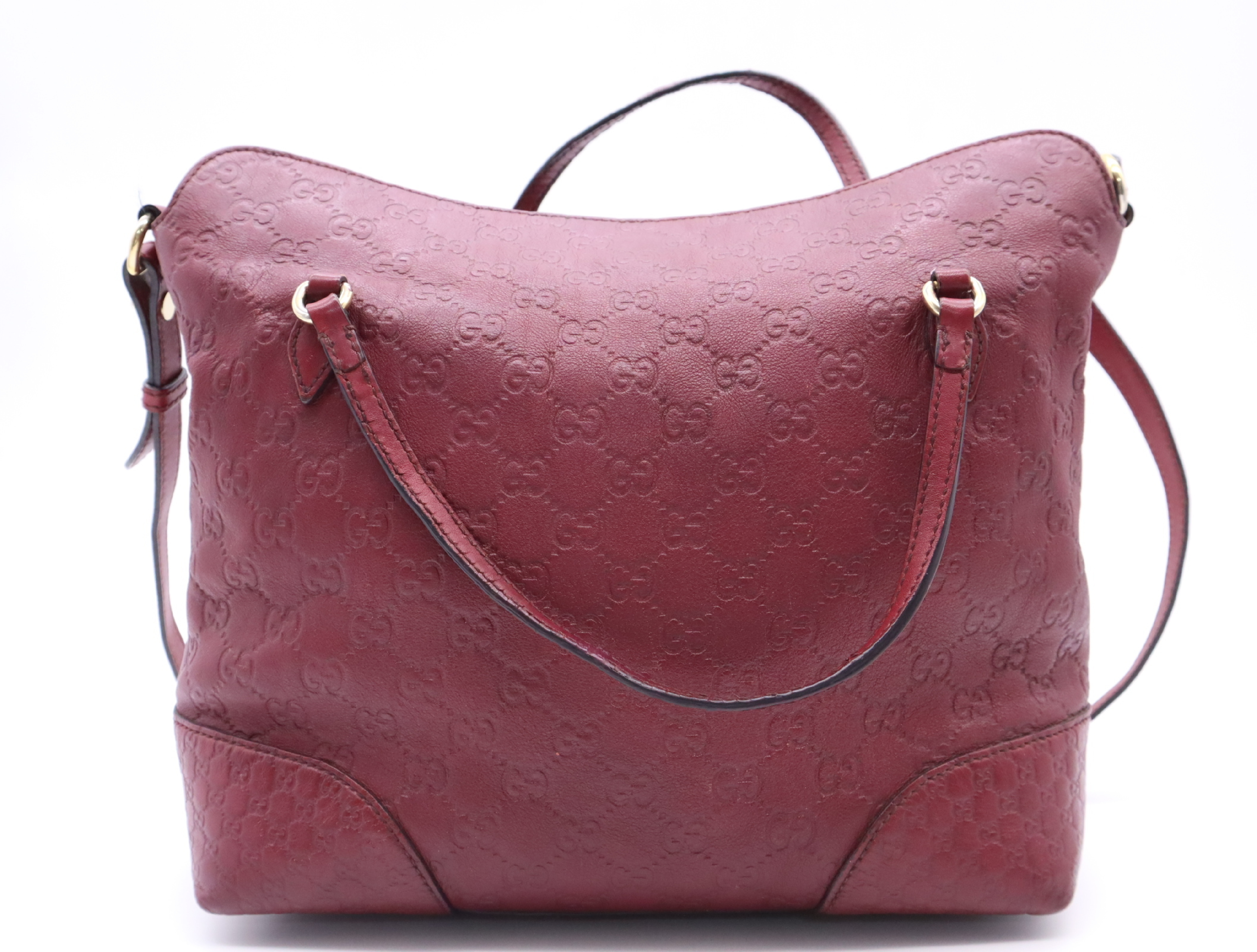 353120 Leather Guccissima 2-Way Handbag, Bordeaux — view 2