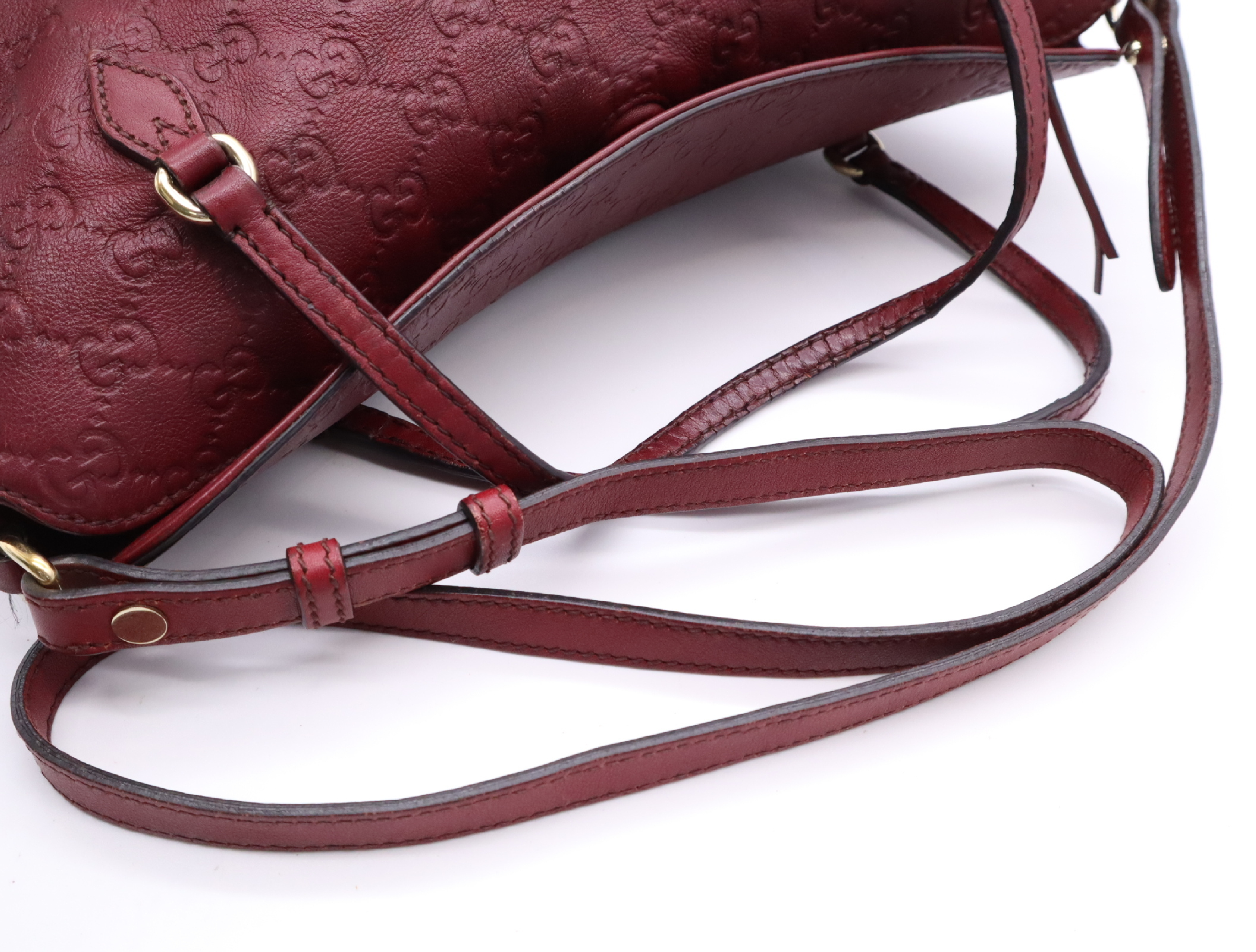 353120 Leather Guccissima 2-Way Handbag, Bordeaux — view 12