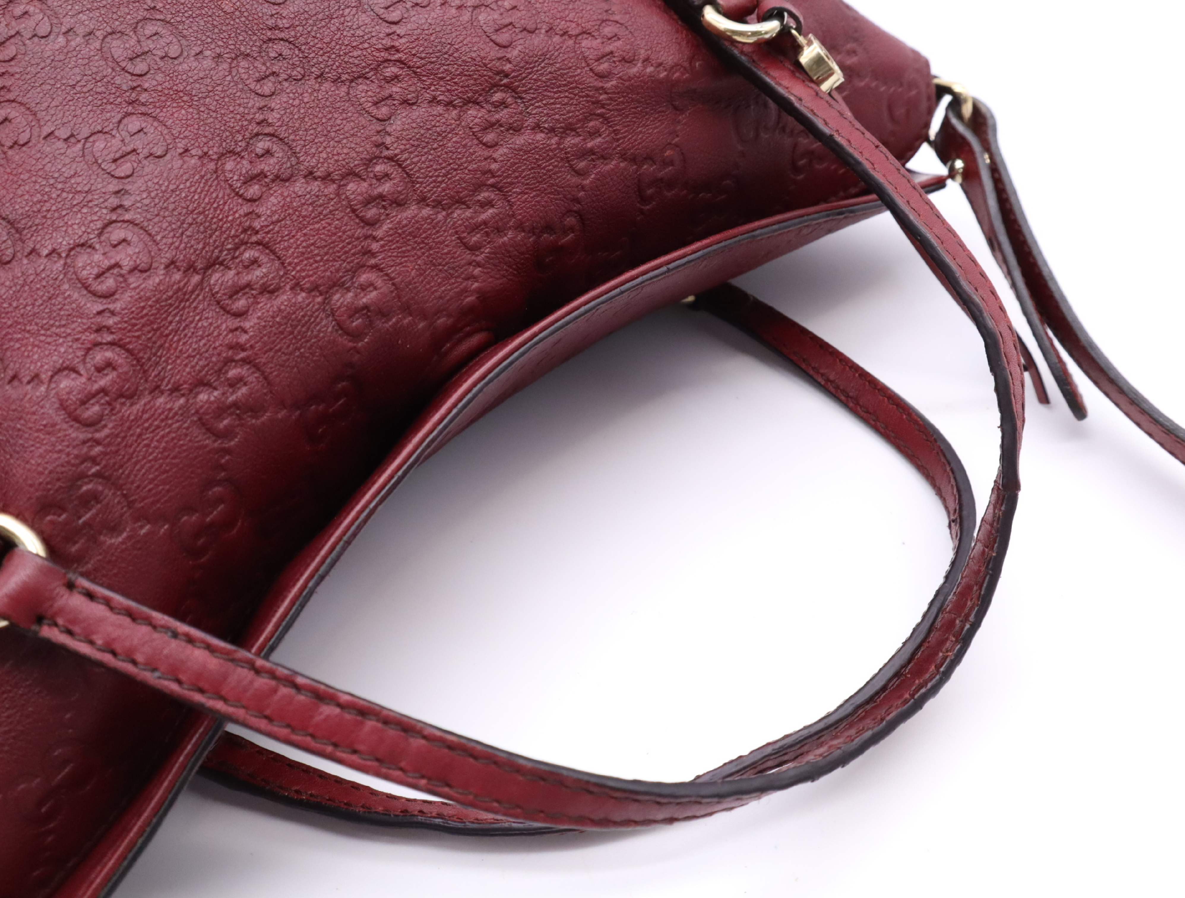 353120 Leather Guccissima 2-Way Handbag, Bordeaux — view 13