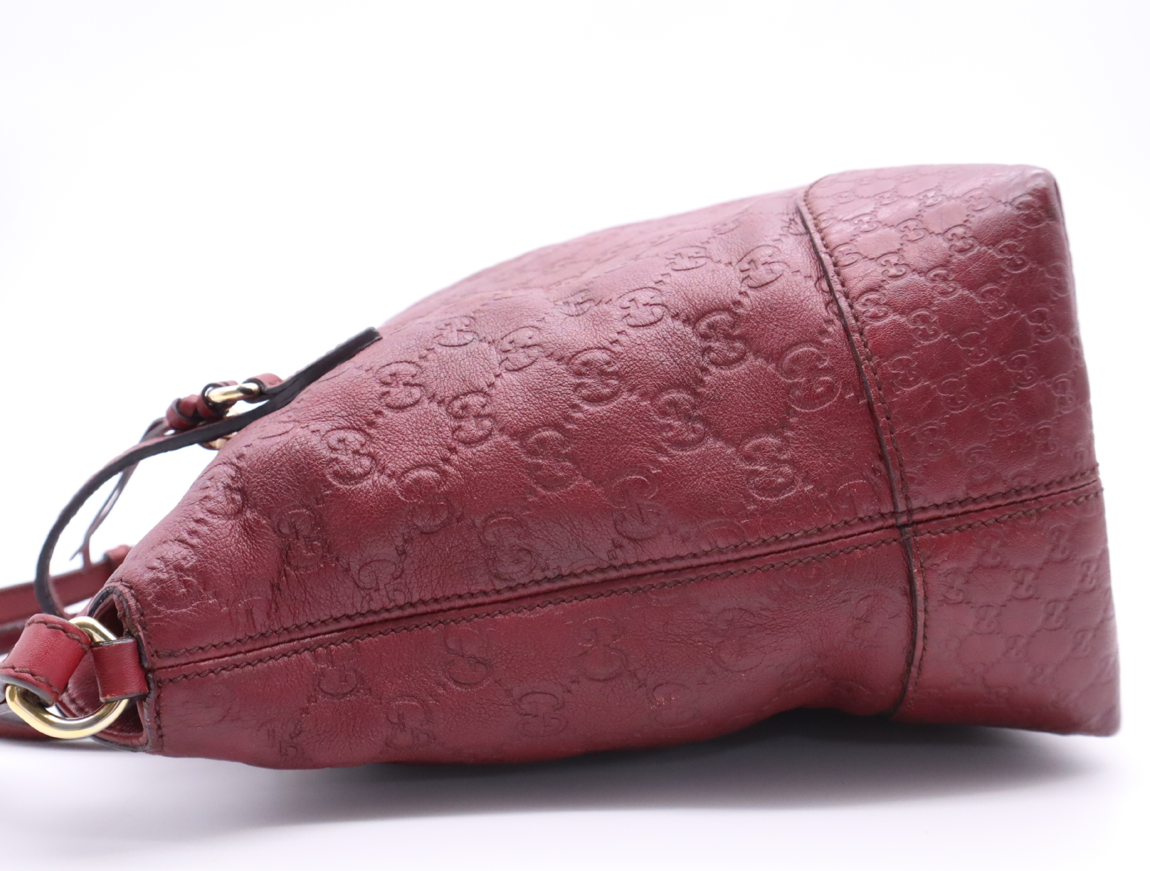 353120 Leather Guccissima 2-Way Handbag, Bordeaux — view 3
