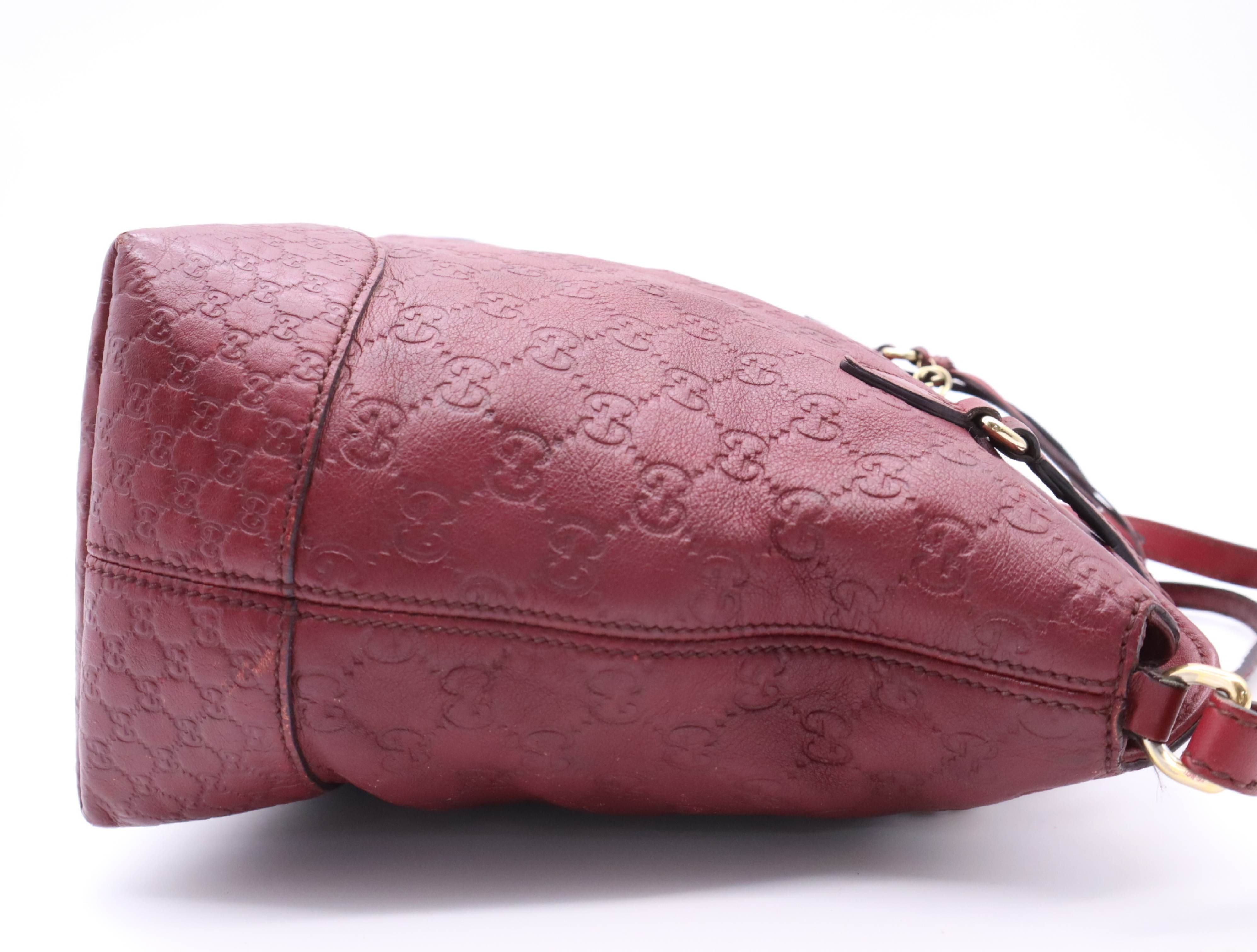 353120 Leather Guccissima 2-Way Handbag, Bordeaux — view 5
