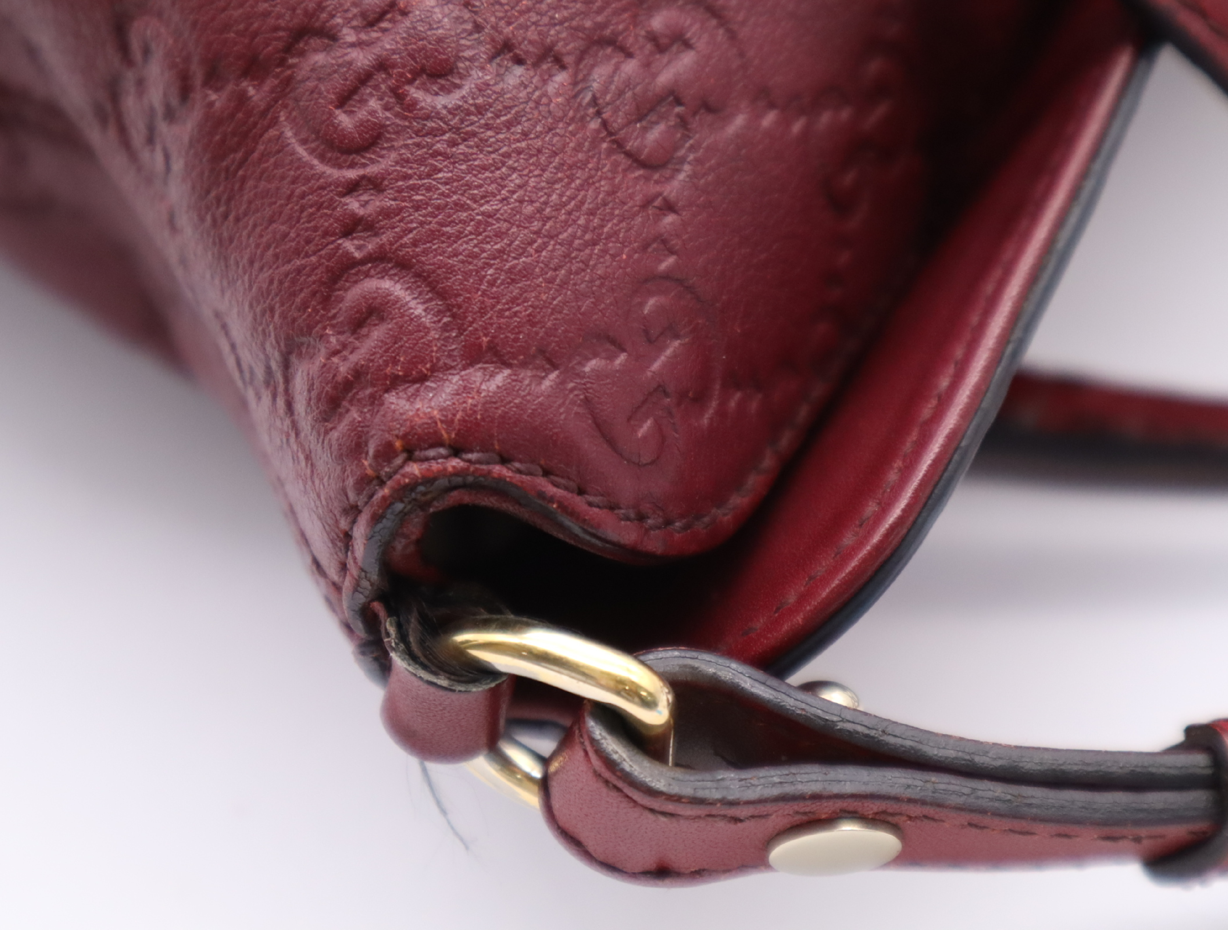 353120 Leather Guccissima 2-Way Handbag, Bordeaux — view 8