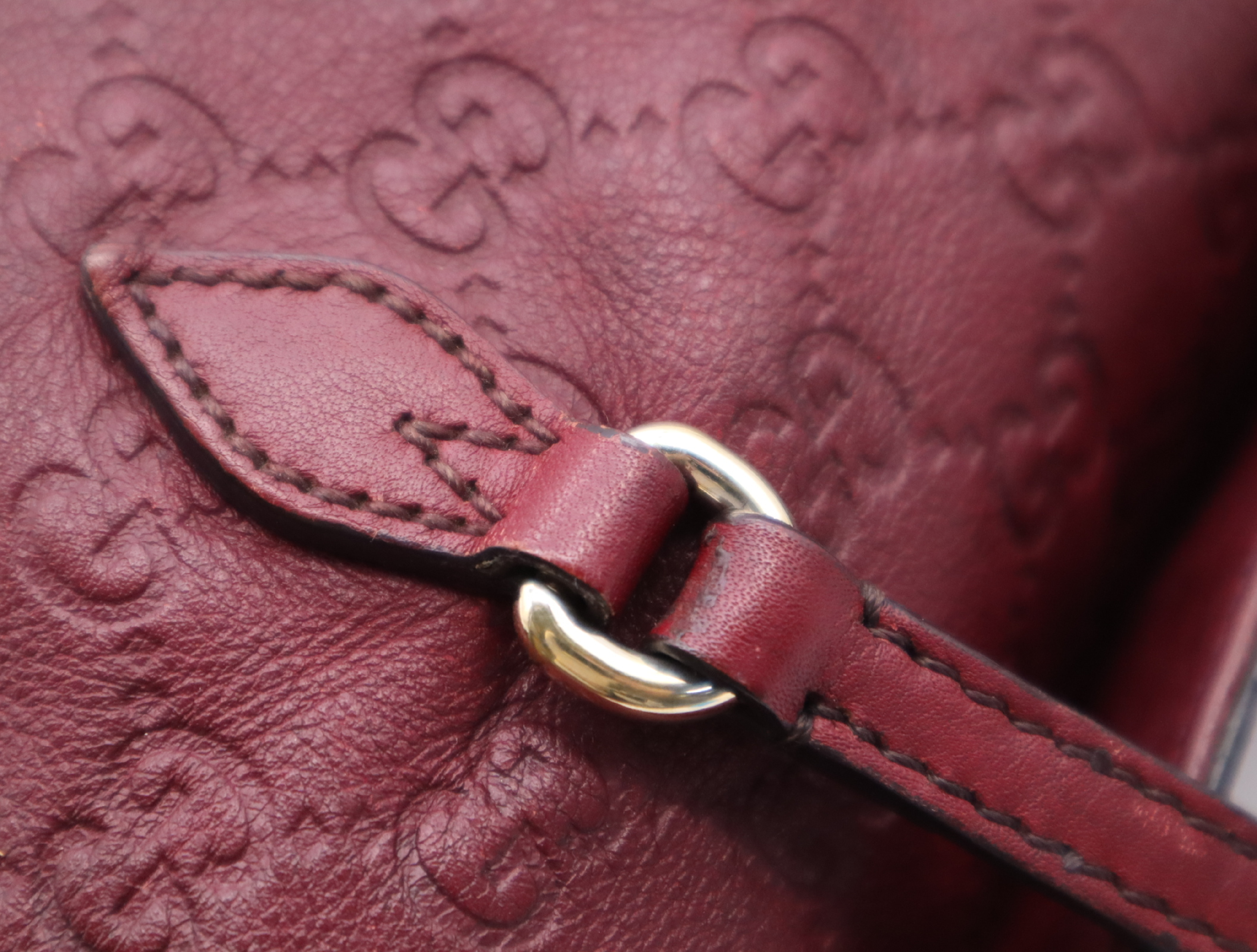 353120 Leather Guccissima 2-Way Handbag, Bordeaux — view 9