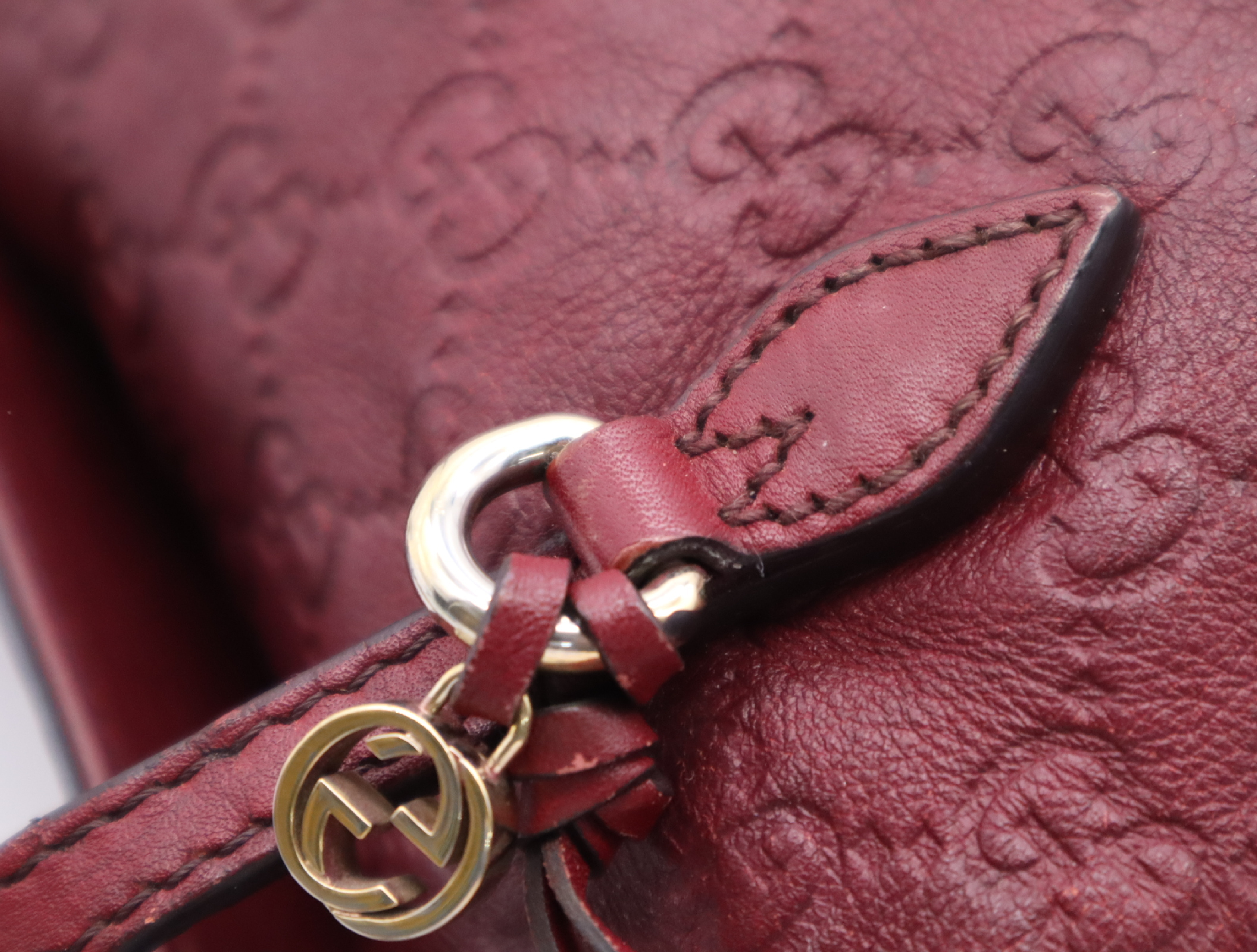 353120 Leather Guccissima 2-Way Handbag, Bordeaux — view 10