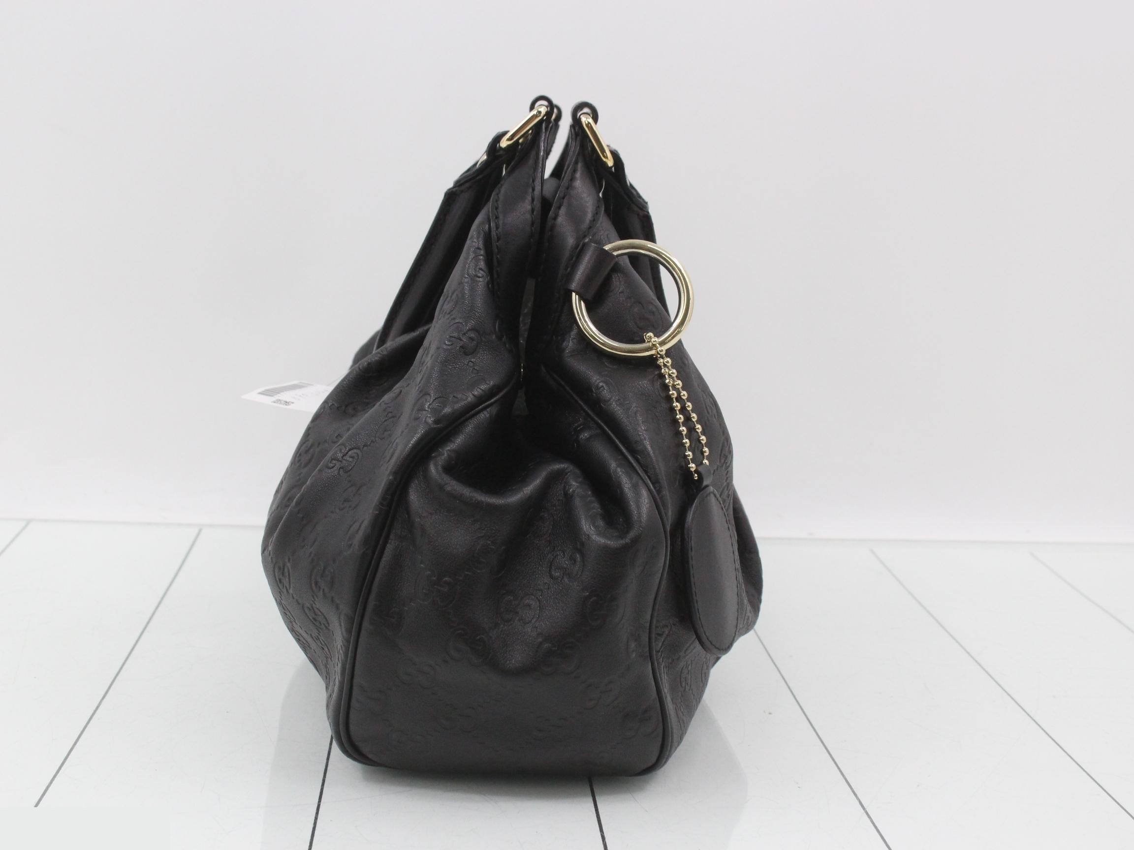 211944 Guccissima Sukey Tote Bag, Leather, Black, with Charm — view 4