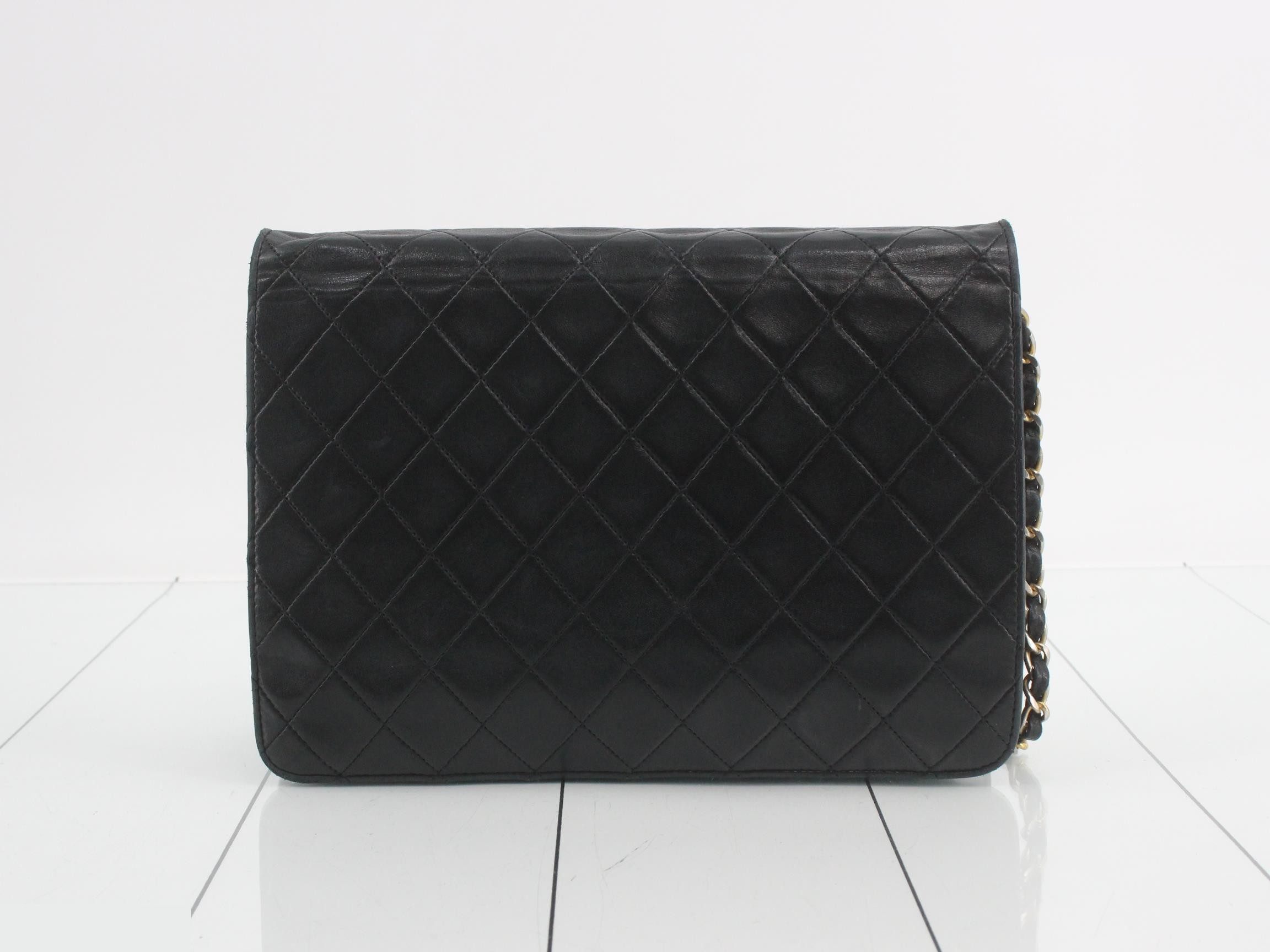 Matelassé Chain Shoulder Bag, Lambskin, Black, Push-Lock Closure, Dust Bag & Box — view 2