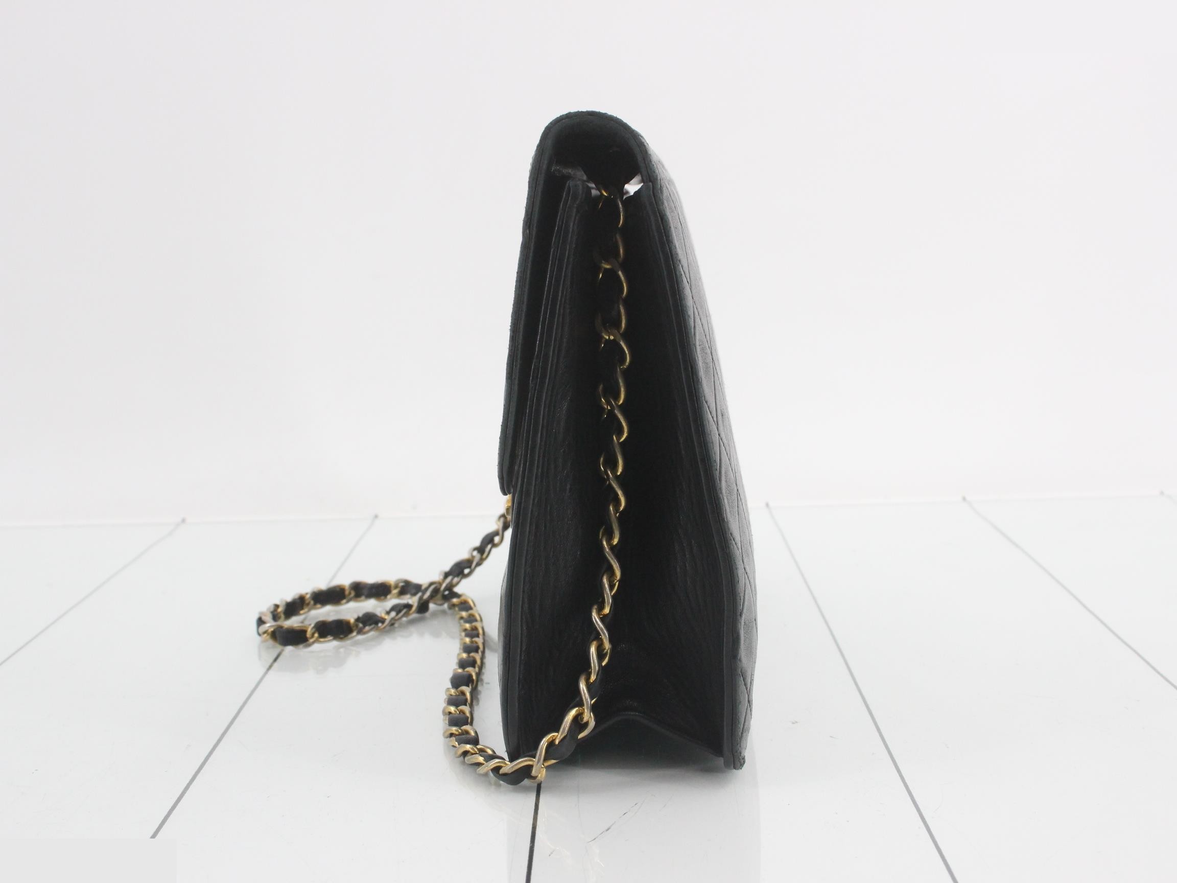 Matelassé Chain Shoulder Bag, Lambskin, Black, Push-Lock Closure, Dust Bag & Box — view 3