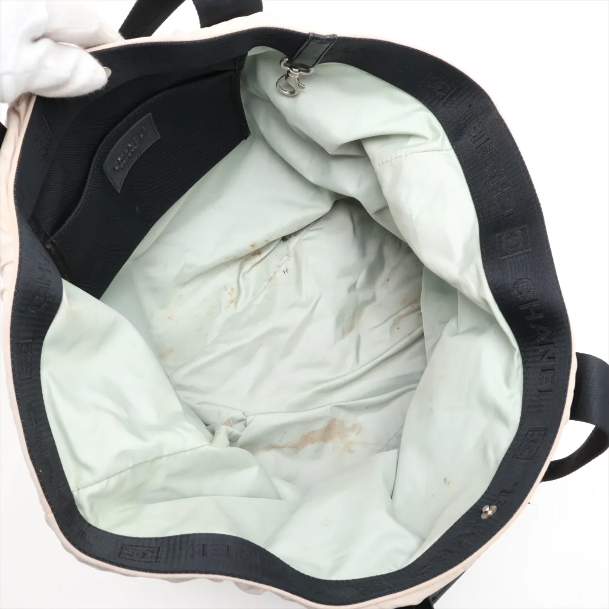 Sport Line Nylon Tote Bag, Gray x Black, Silver Hardware, 9126958, Series 9 — view 7